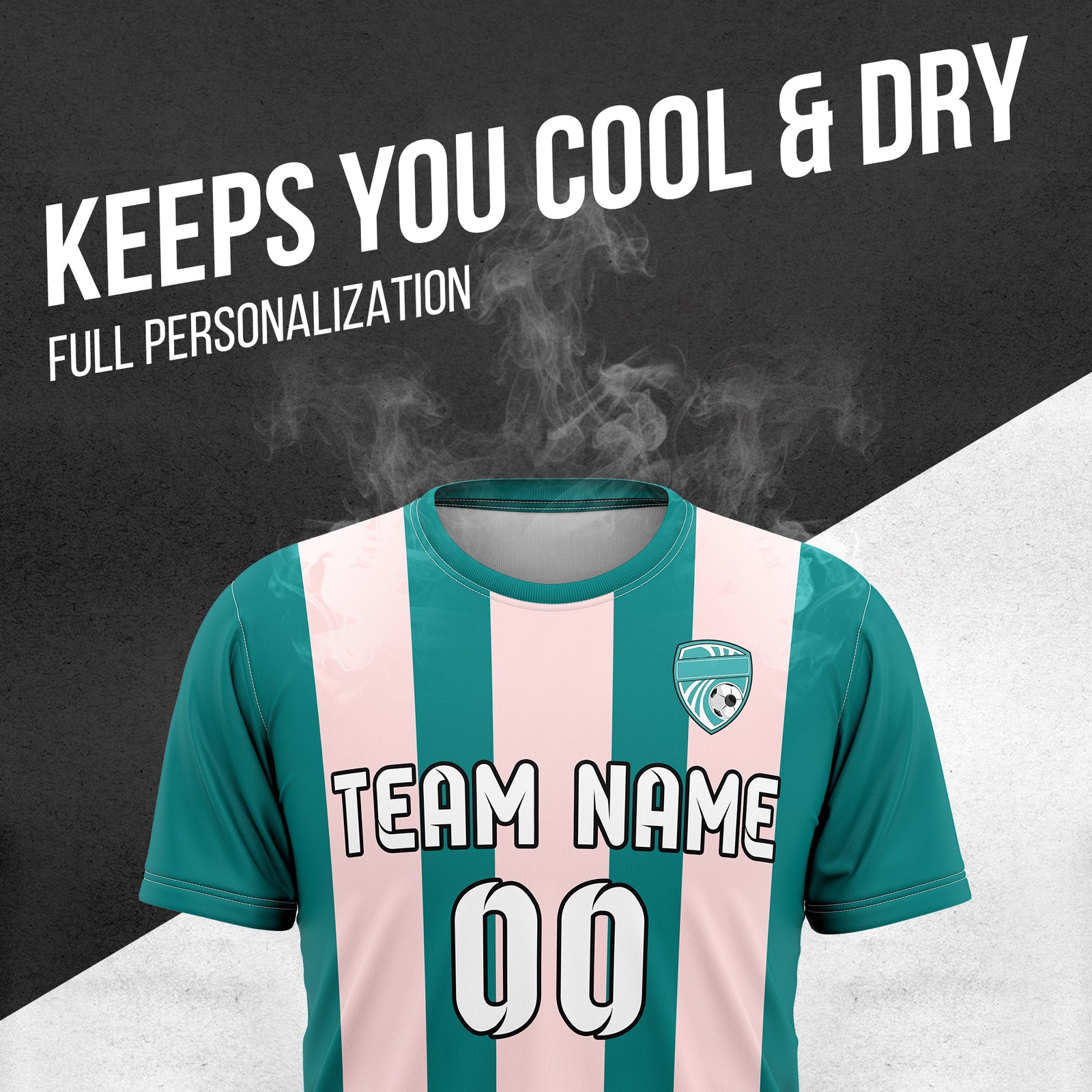 Custom Soccer Teal R Stripes Sports Tops Jersey