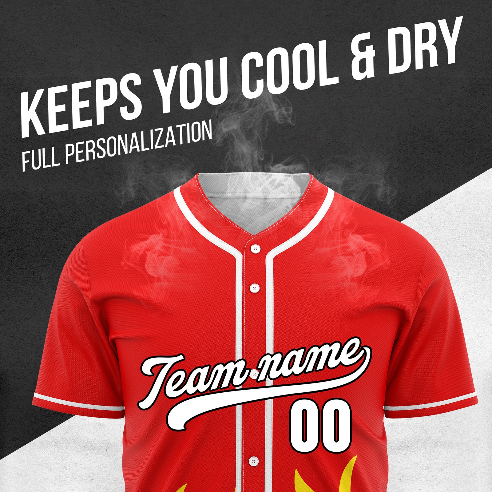 Custom Burnout Red Baseball Sports Jersey Personalized Uniform with Name & Number
