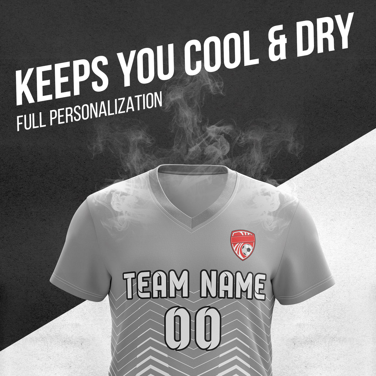 Custom Apex Strike V-Side Pattern Grey Soccer Sport Tops Jersey