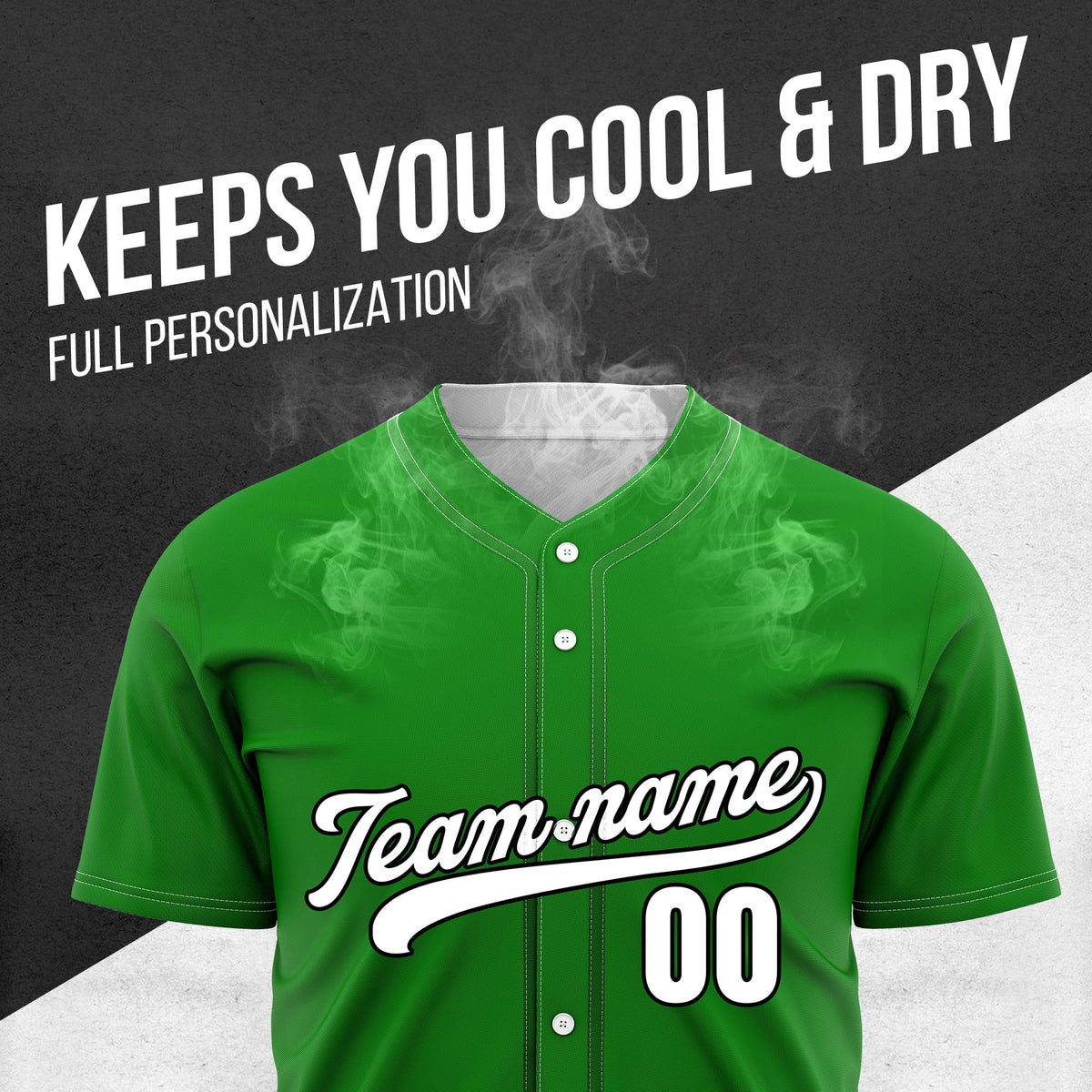 Custom Green Baseball Wave Sports Jersey Personalized Uniform with Name & Number