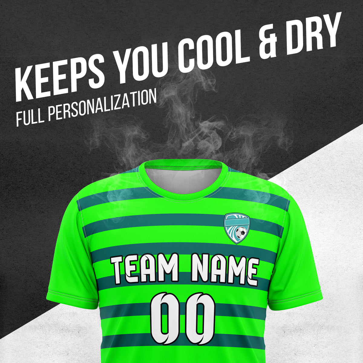 Custom Soccer R Stripes Neon Green Sports Tops Jersey
