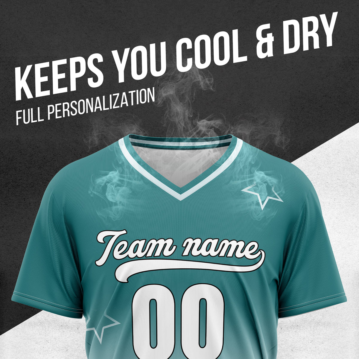 Custom Star Gradient Baseball Teal Sports Jersey Personalized Uniform with Name & Number