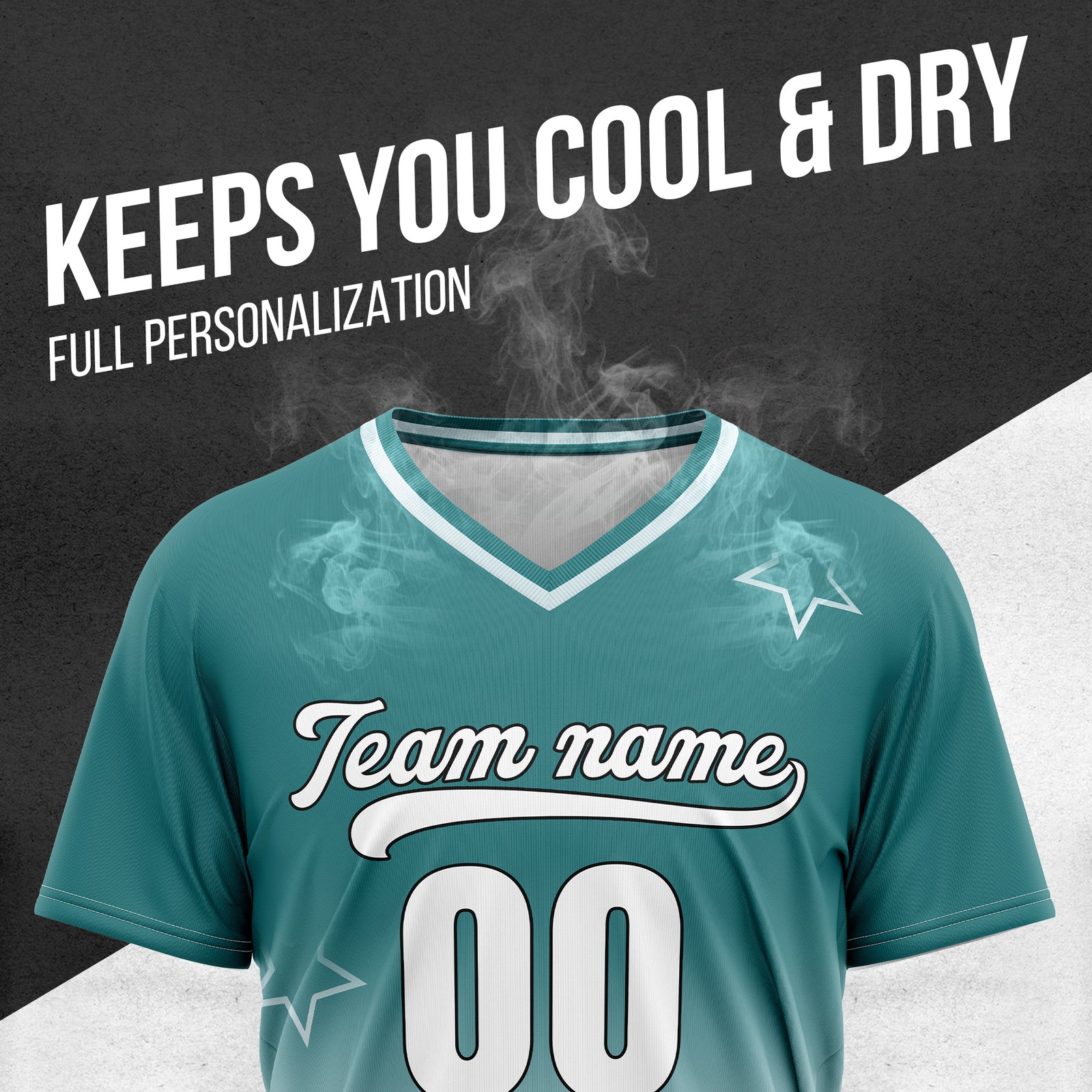 Custom Star Gradient Baseball Teal Sports Jersey Personalized Uniform with Name & Number