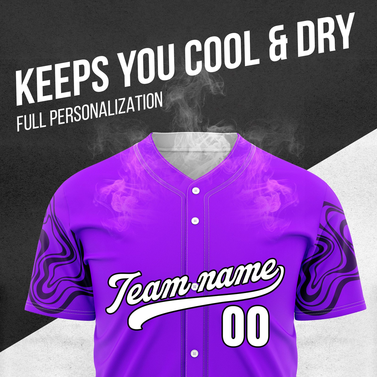Custom Purple Baseball Wave Sports Jersey Personalized Uniform with Name & Number