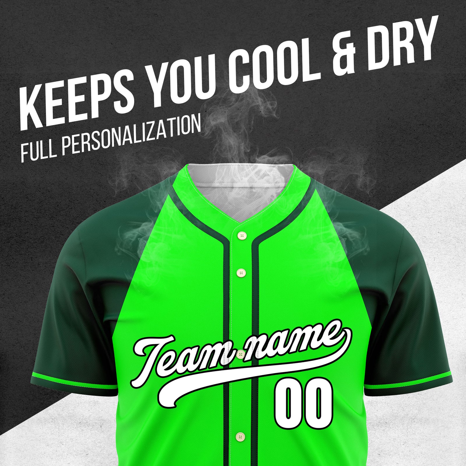 Custom Desert Blaze Green Raglan Style Baseball Sports Jersey Personalized Uniform with Name & Number