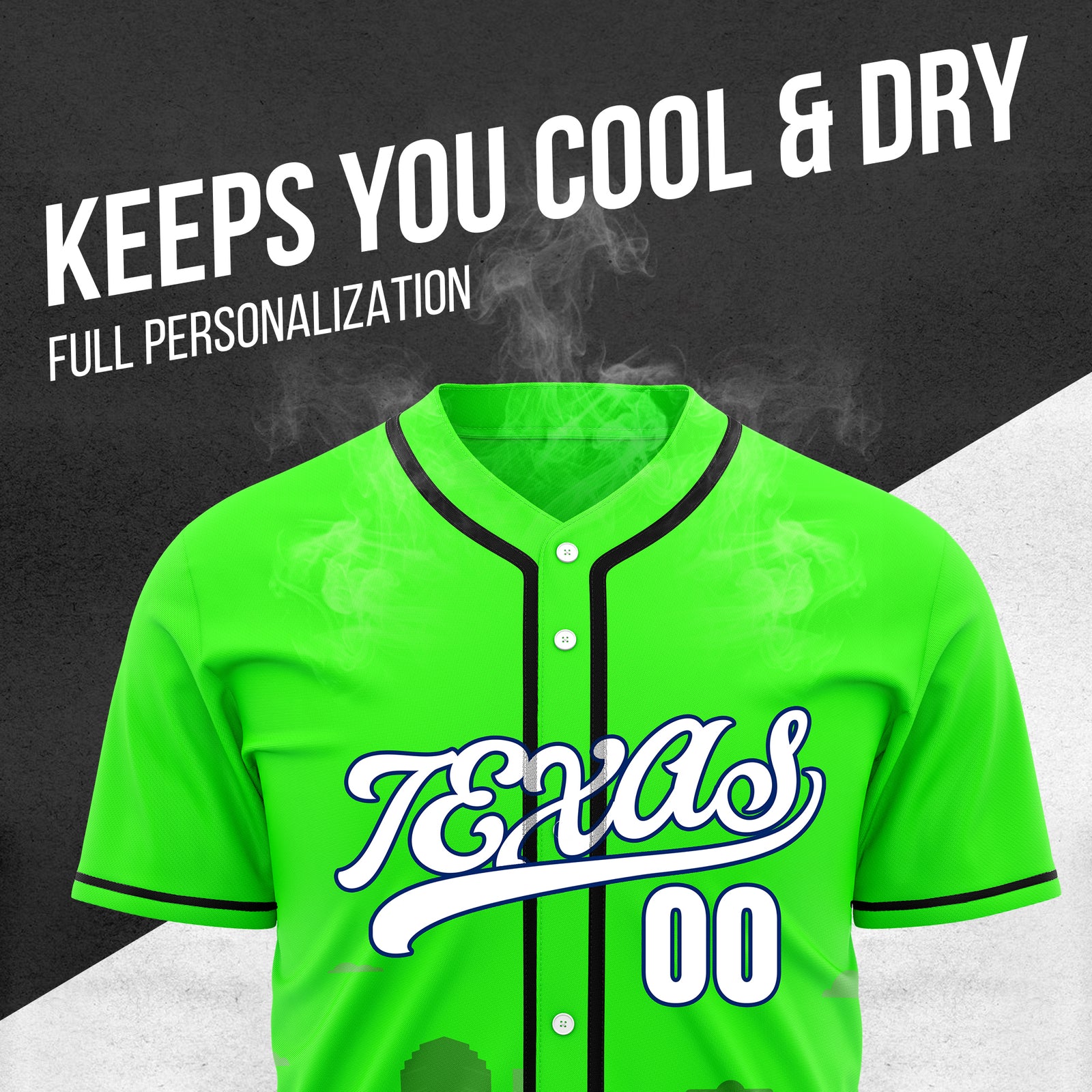 Custom City Lights Neon Green Baseball Sports Jersey Personalized Uniform with Name & Number