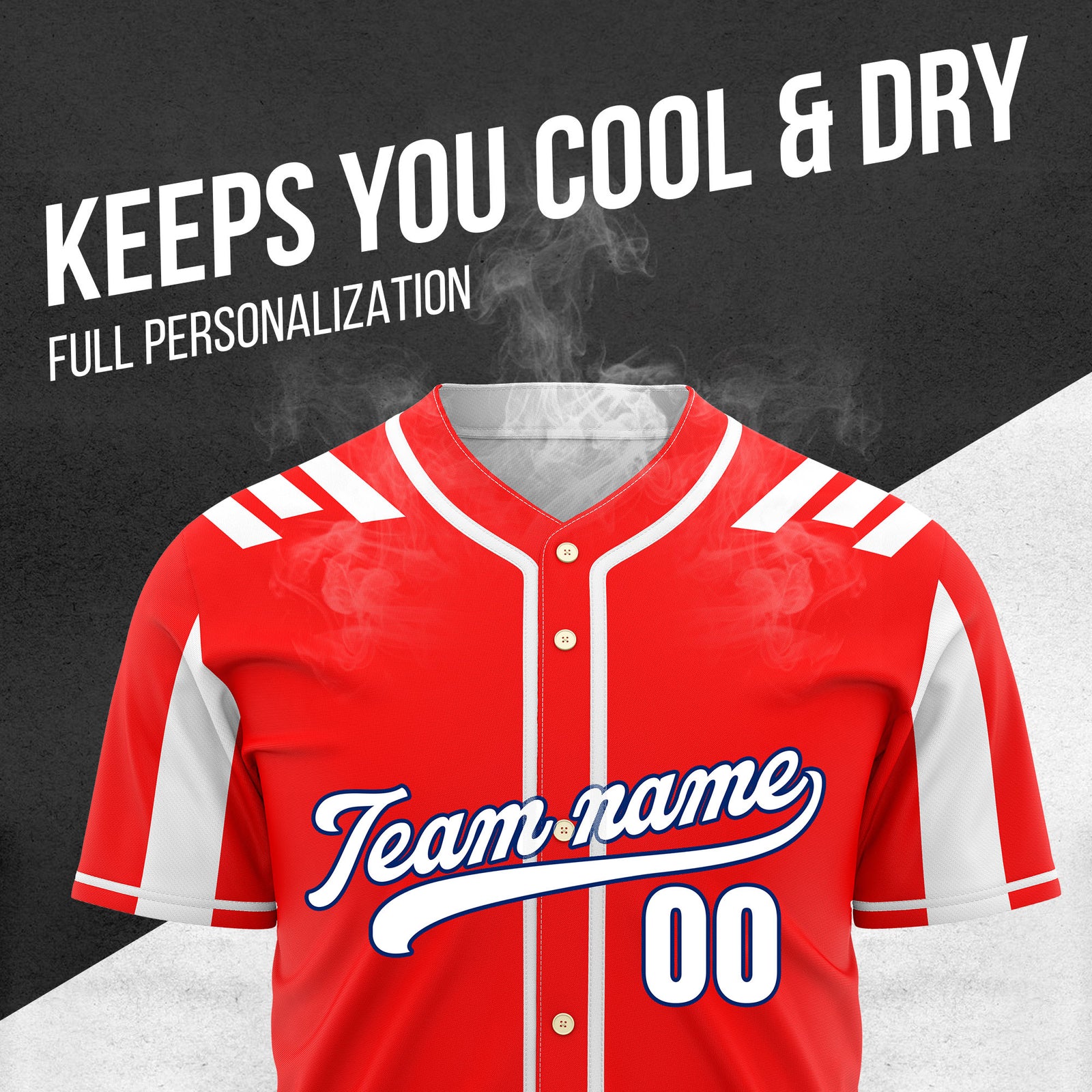 Custom Radiant Strike Red Raglan Style Baseball Sports Jersey Personalized Uniform with Name & Number