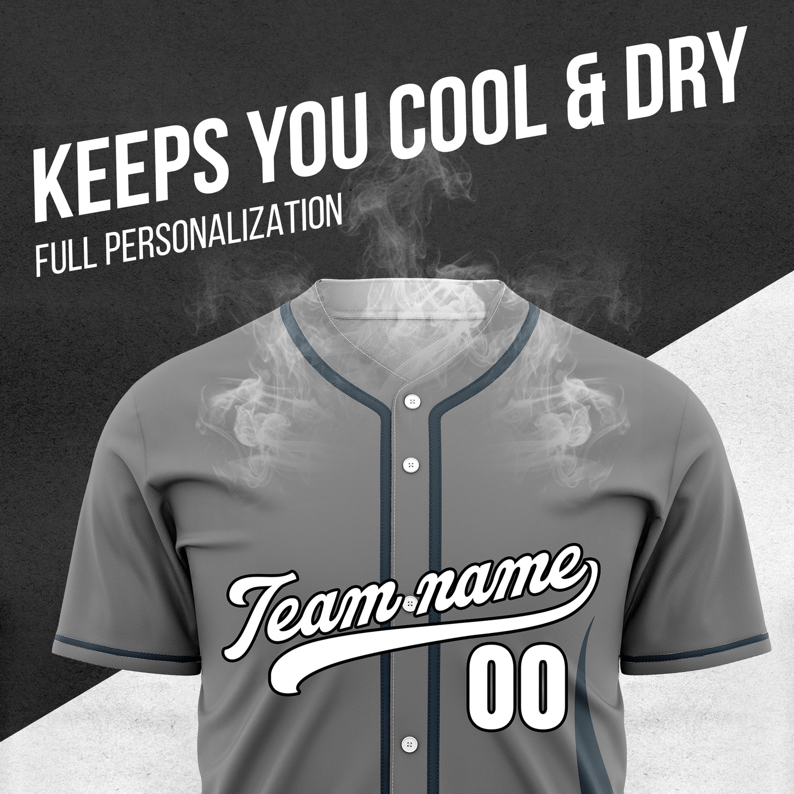 Custom Fire Pulse Grey Baseball Sports Jersey Personalized Uniform with Name & Number