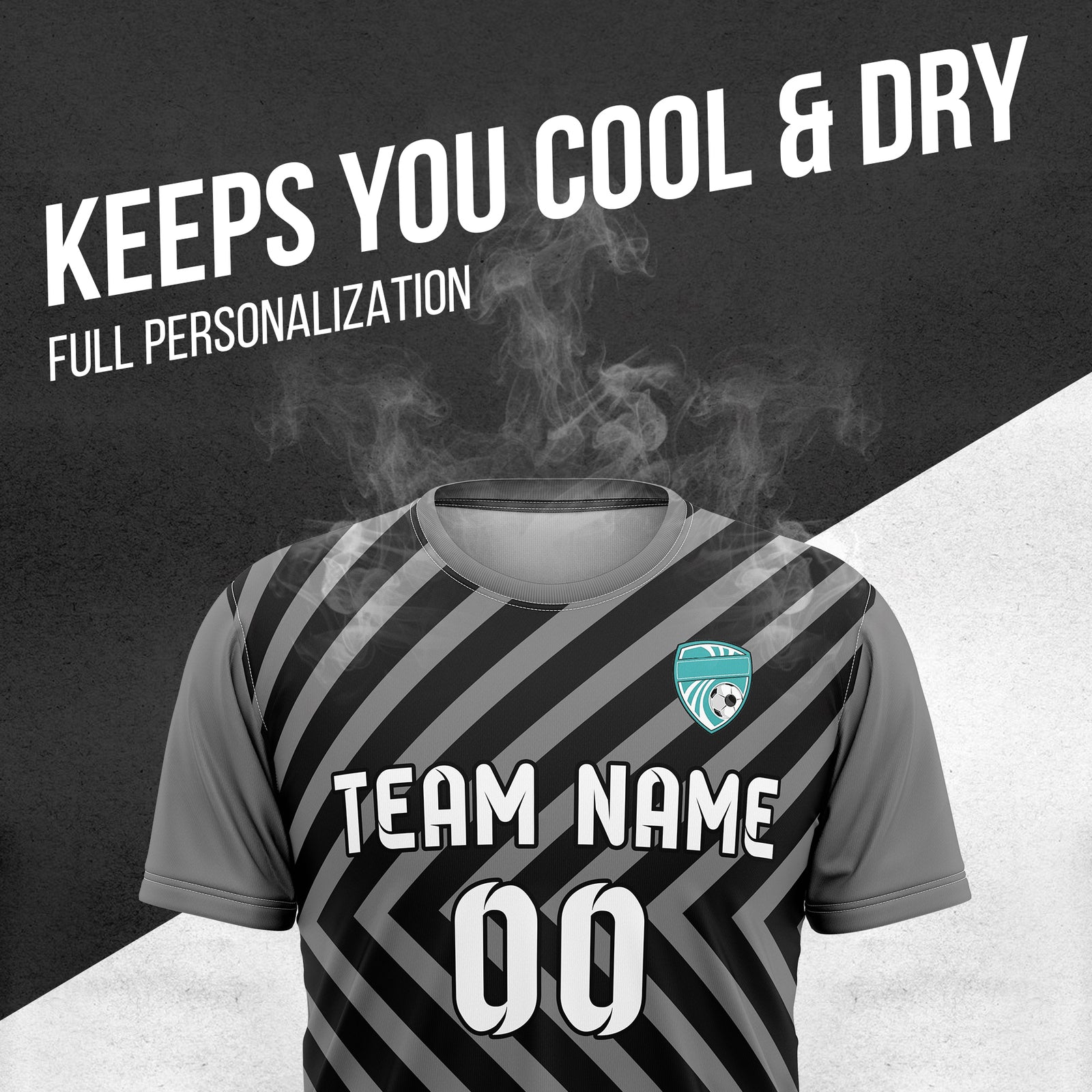Custom Soccer R Stripes Pro Line Dark Grey Sports Tops Jersey