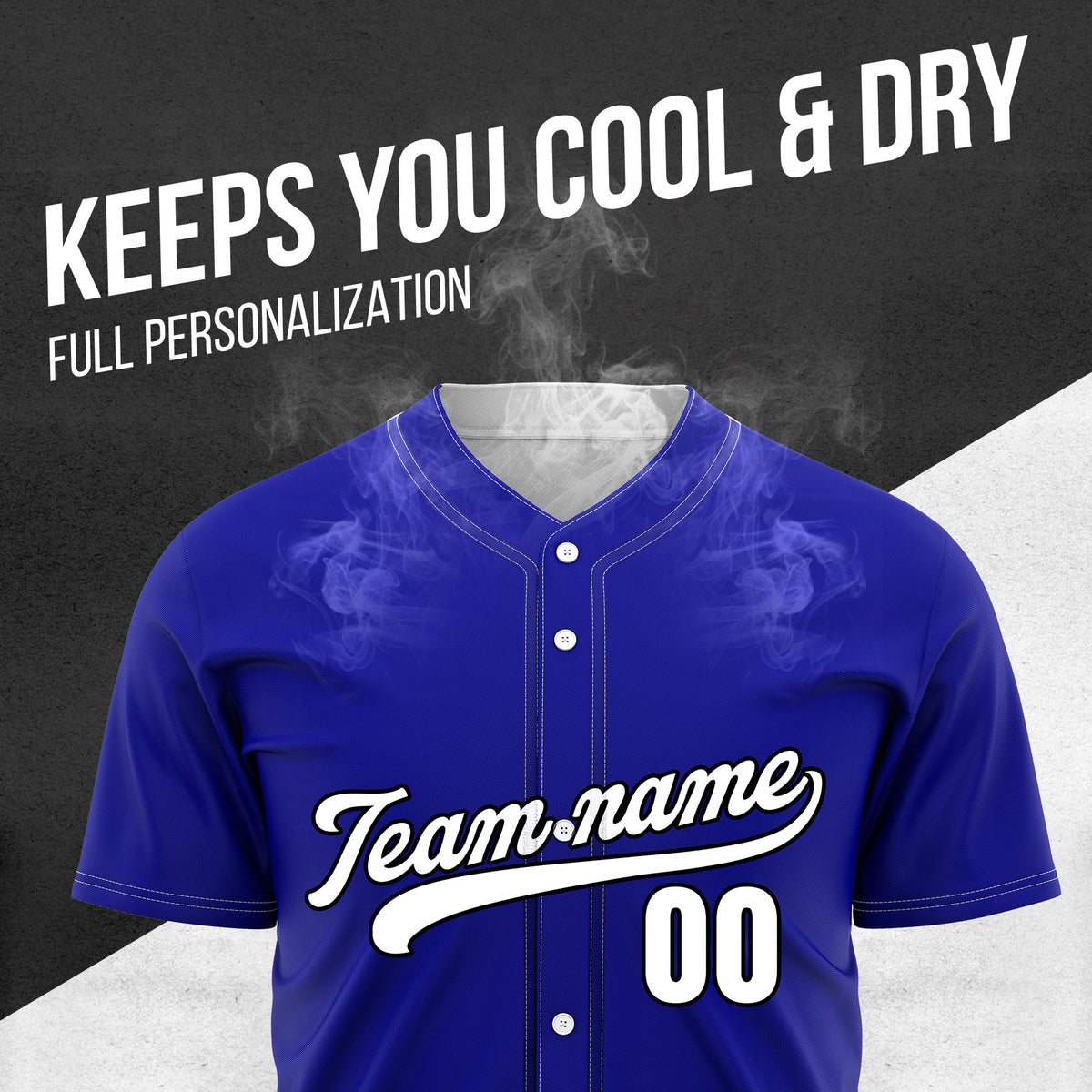 Custom Blue Baseball Wave Sports Jersey Personalized Uniform with Name & Number