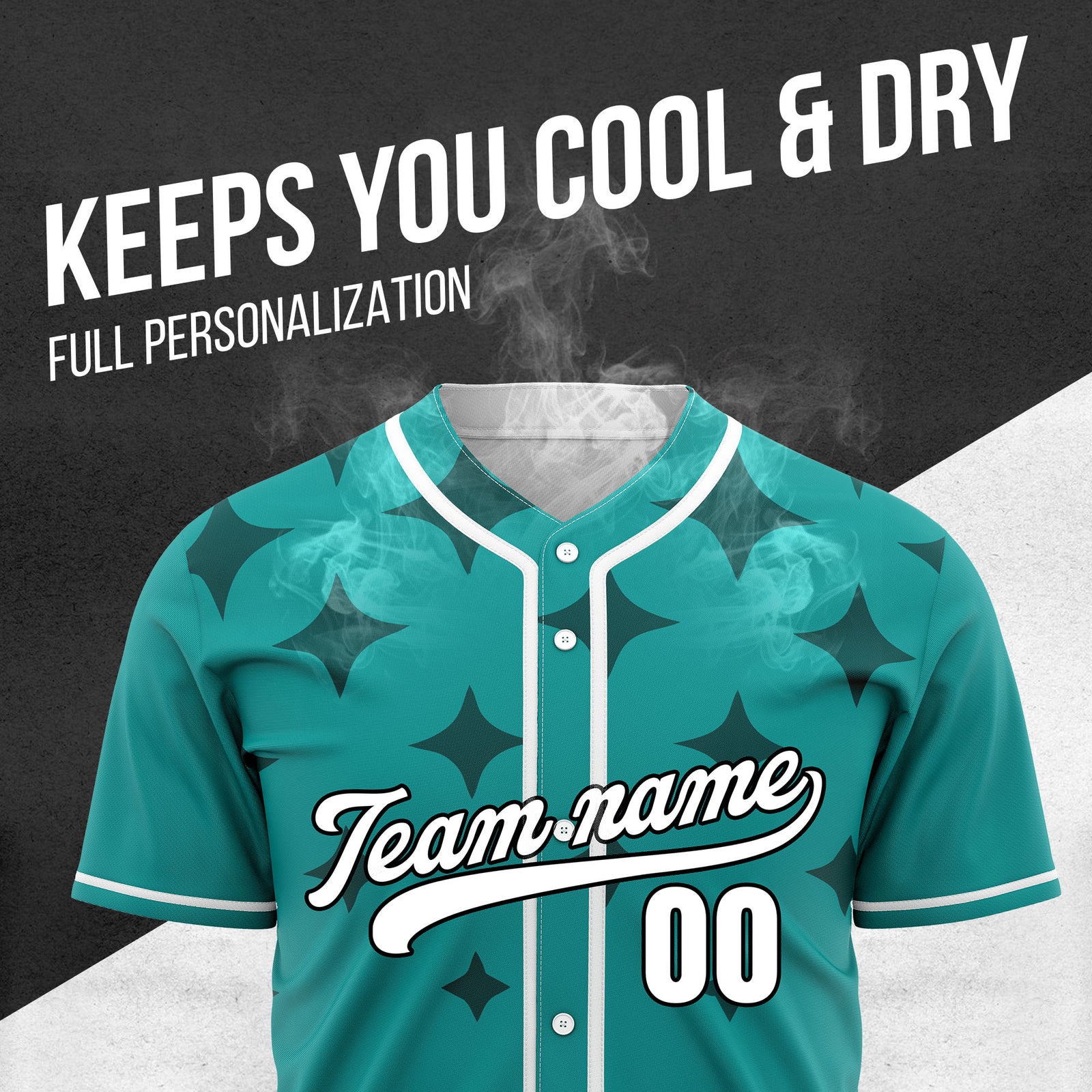 Custom Starlight Teal Baseball Sports Jersey Personalized Uniform with Name & Number