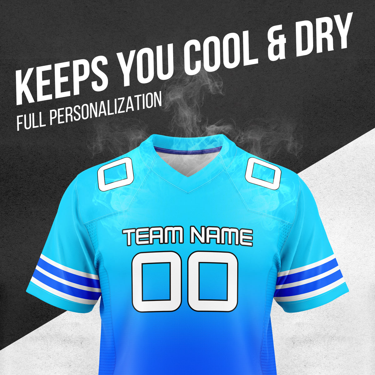 Custom Aqua Gradient  Flag Football Jersey