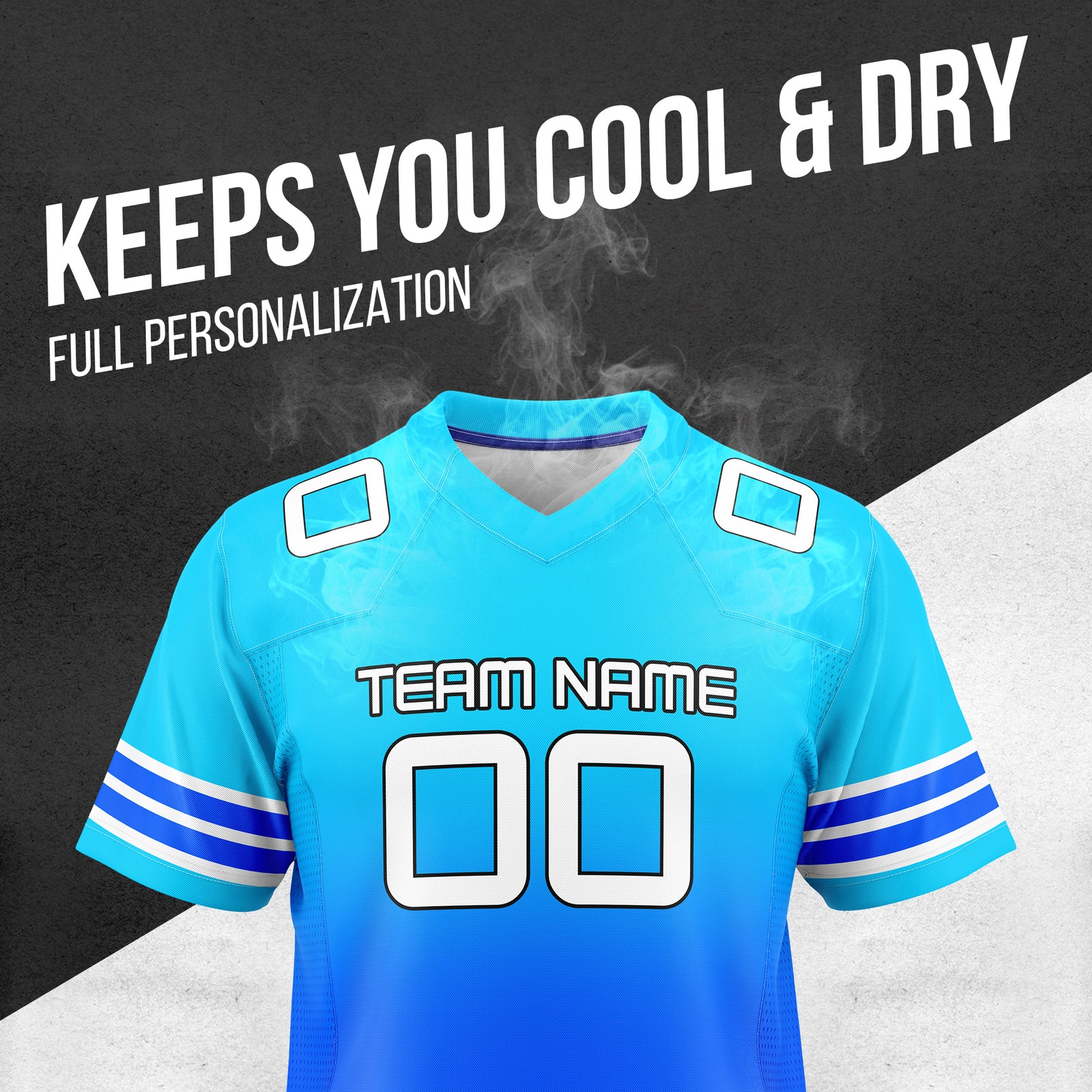 Custom Aqua Gradient  Flag Football Jersey