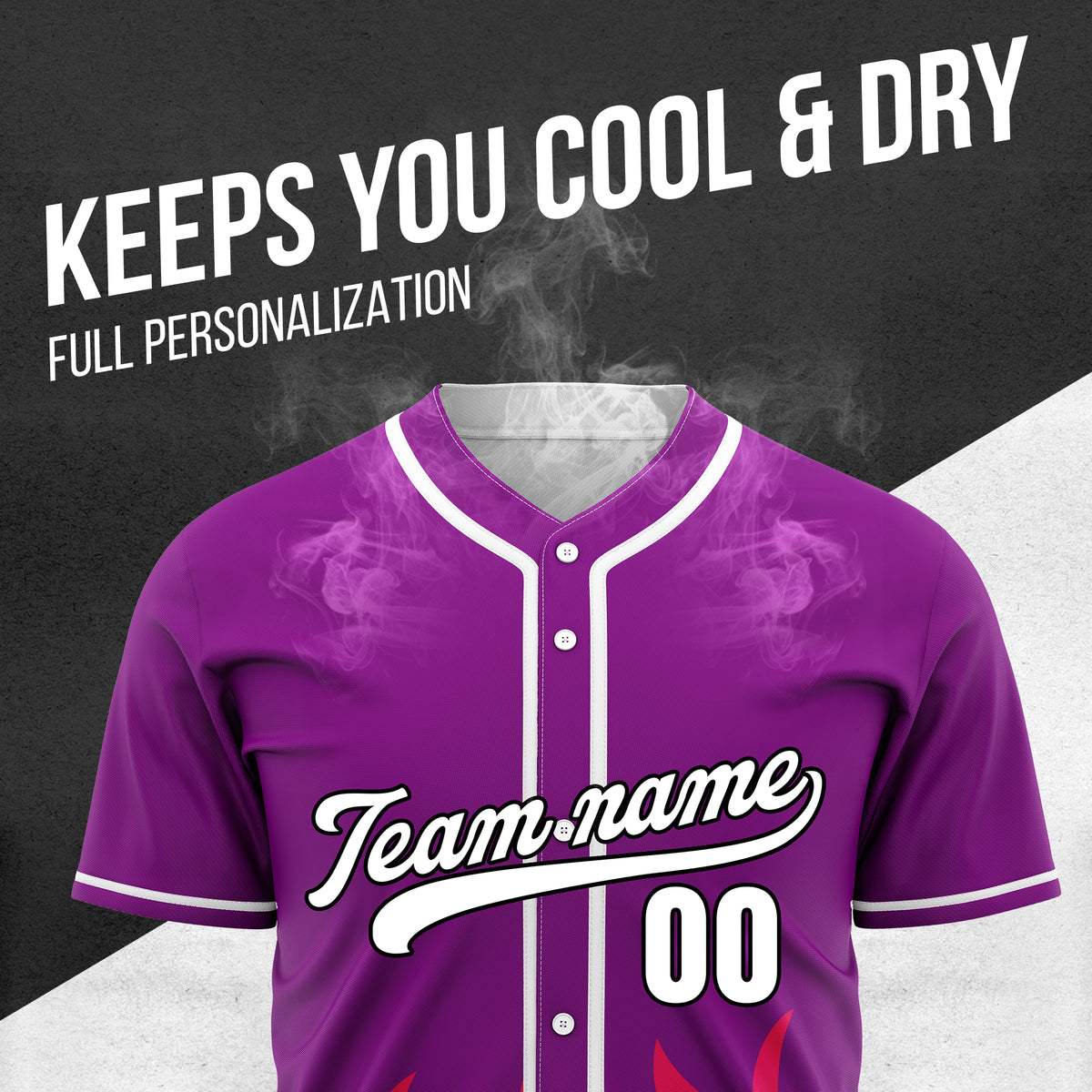 Custom Burnout Purple Baseball Sports Jersey Personalized Uniform with Name & Number