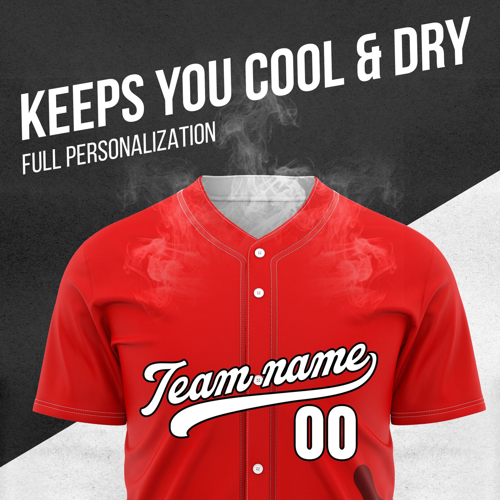 Custom Red Baseball Wave Sports Jersey Personalized Uniform with Name & Number