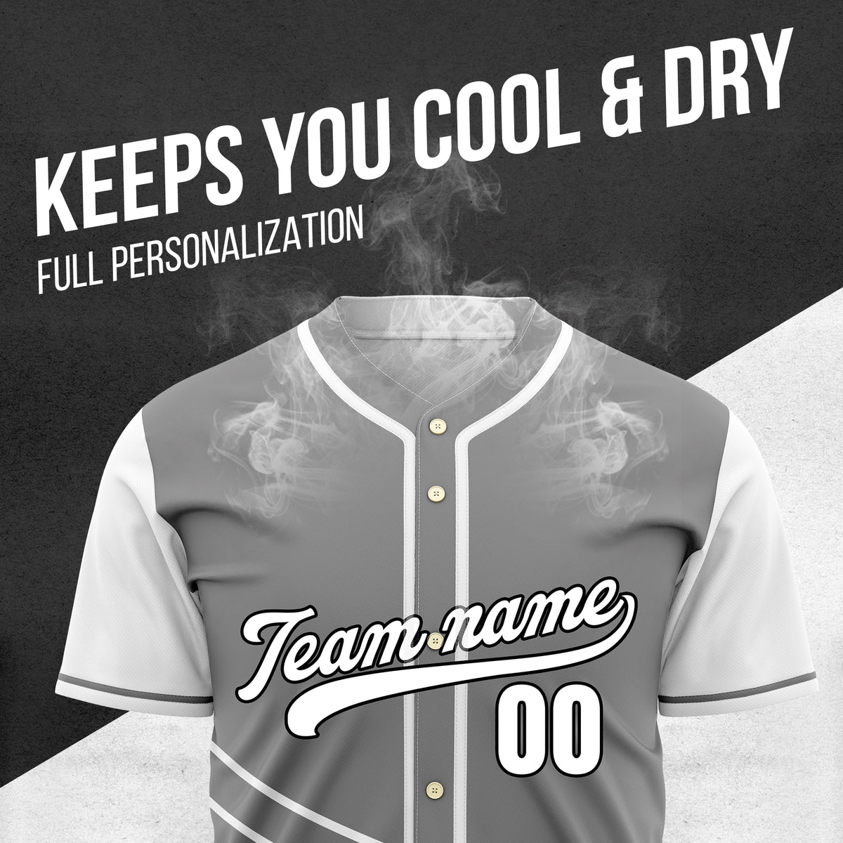 Custom Swift Grey Raglan Style Baseball Sports Jersey Personalized Uniform with Name & Number