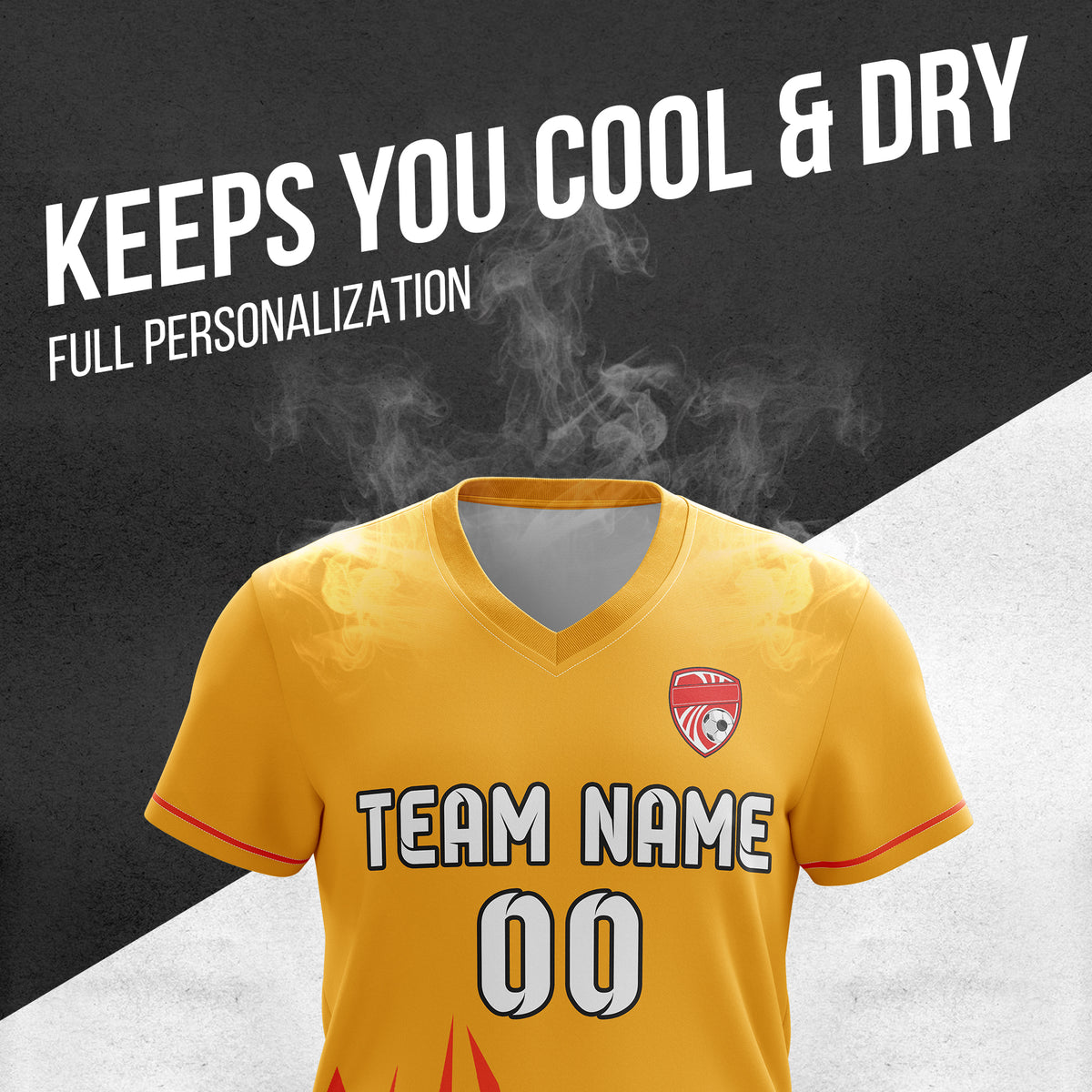 Custom Spark Strike V-Side Pattern Orange Soccer Sport Tops Jersey