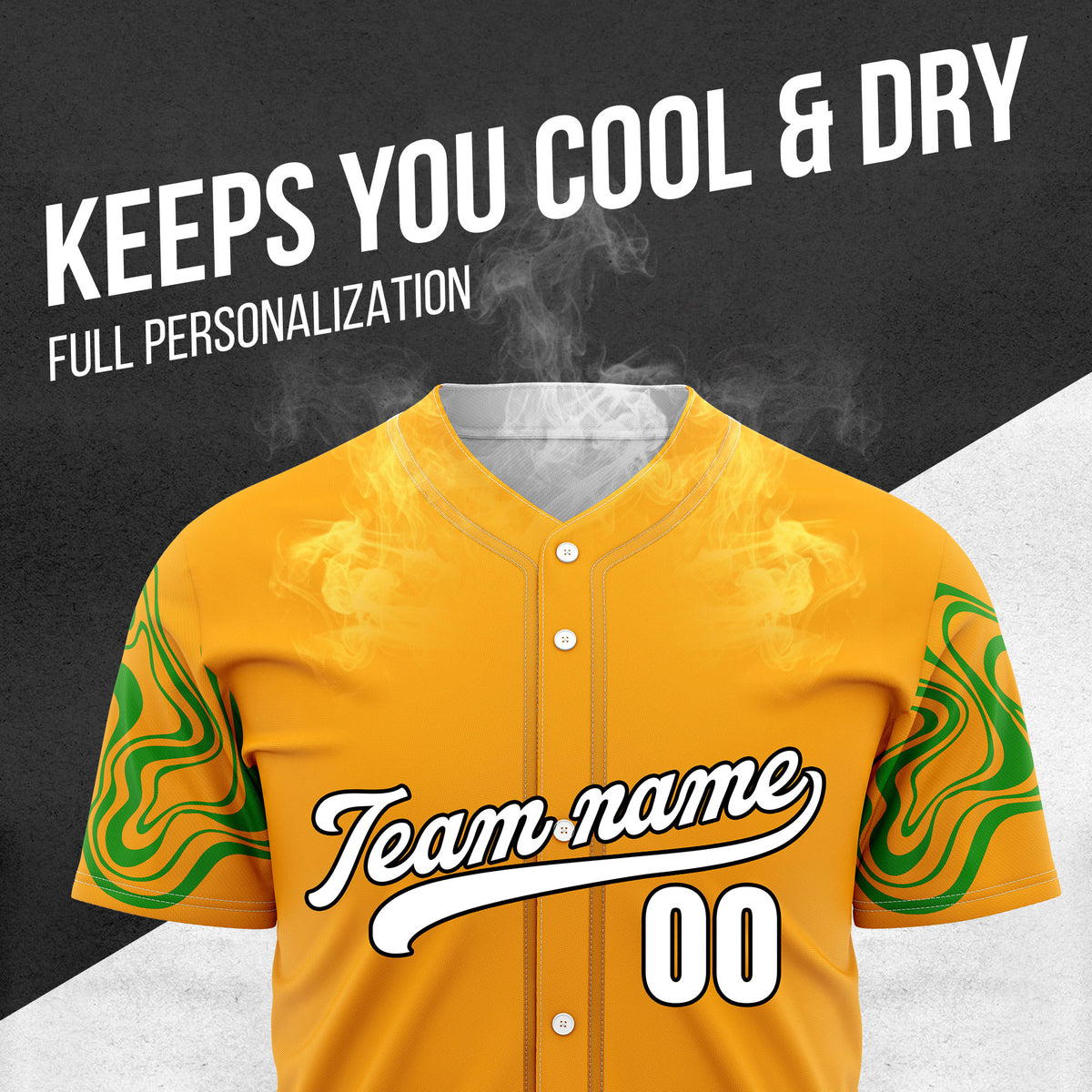 Custom Orange Baseball Wave Sports Jersey Personalized Uniform with Name & Number
