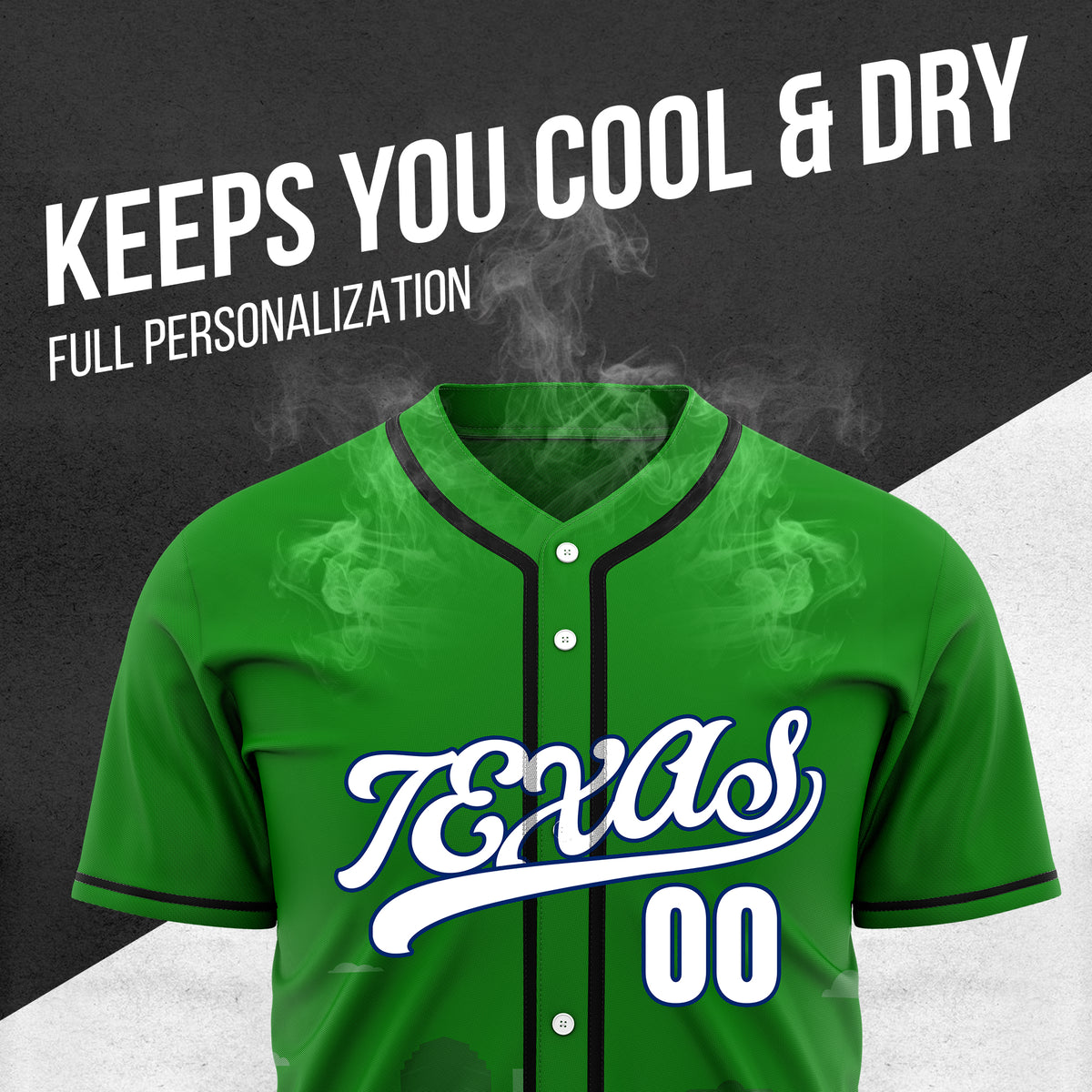 Custom City Lights Green Baseball Sports Jersey Personalized Uniform with Name & Number