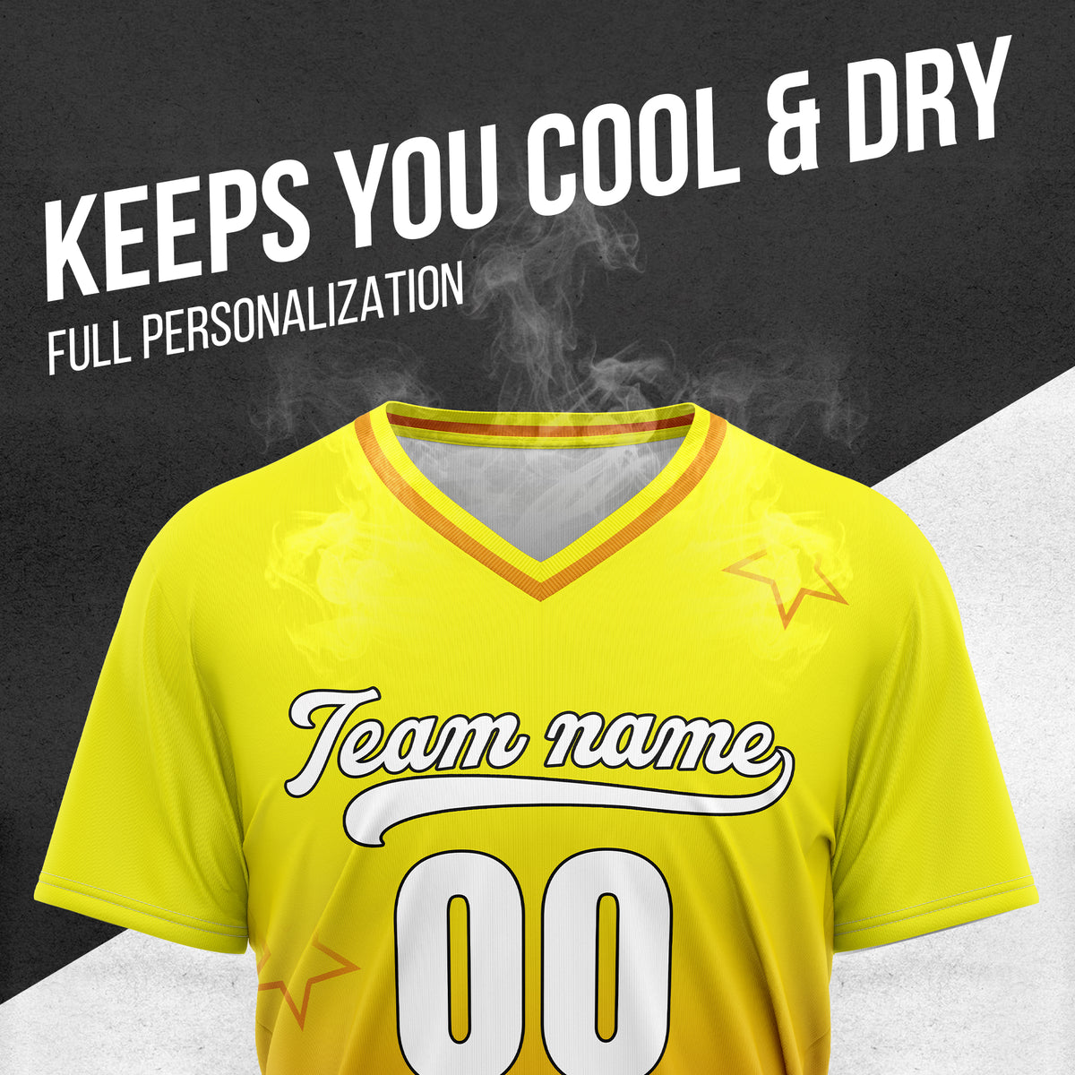 Custom Star Gradient Baseball Yellow Sports Jersey Personalized Uniform with Name & Number