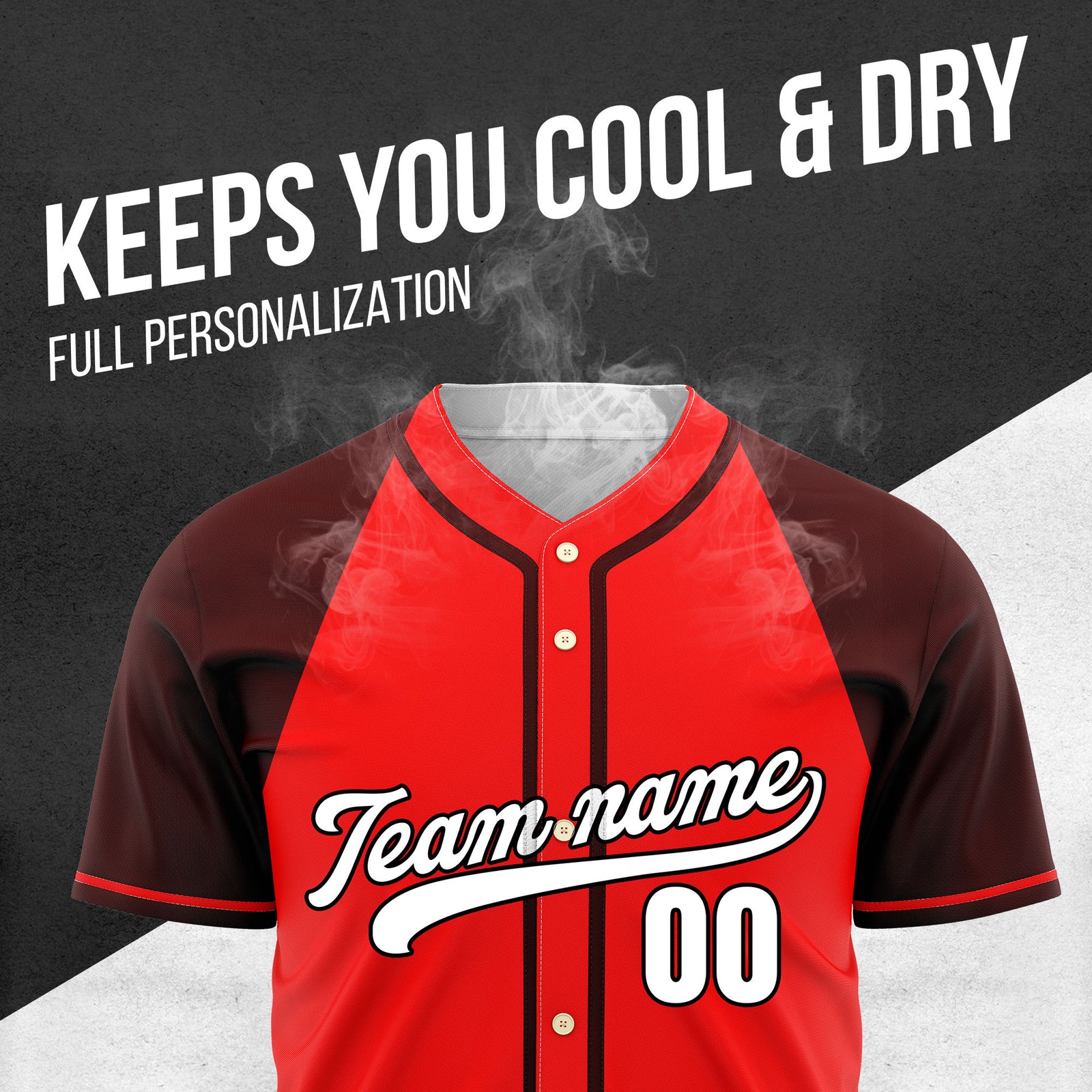 Custom Desert Blaze Red Raglan Style Baseball Sports Jersey Personalized Uniform with Name & Number