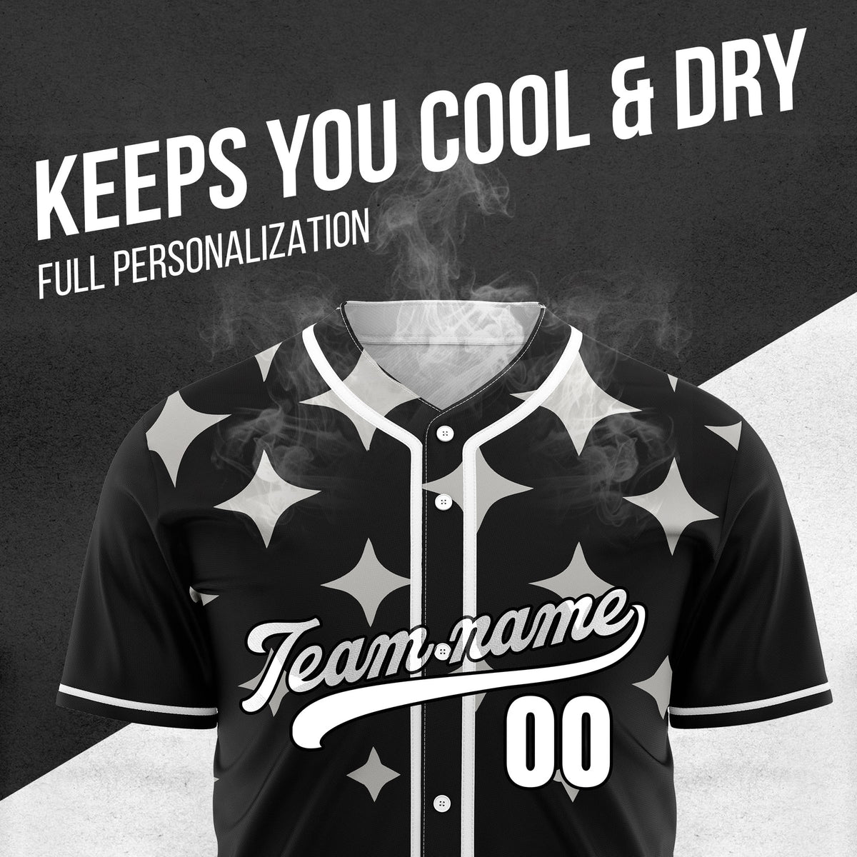 Custom Starlight Black Baseball Sports Jersey Personalized Uniform with Name & Number