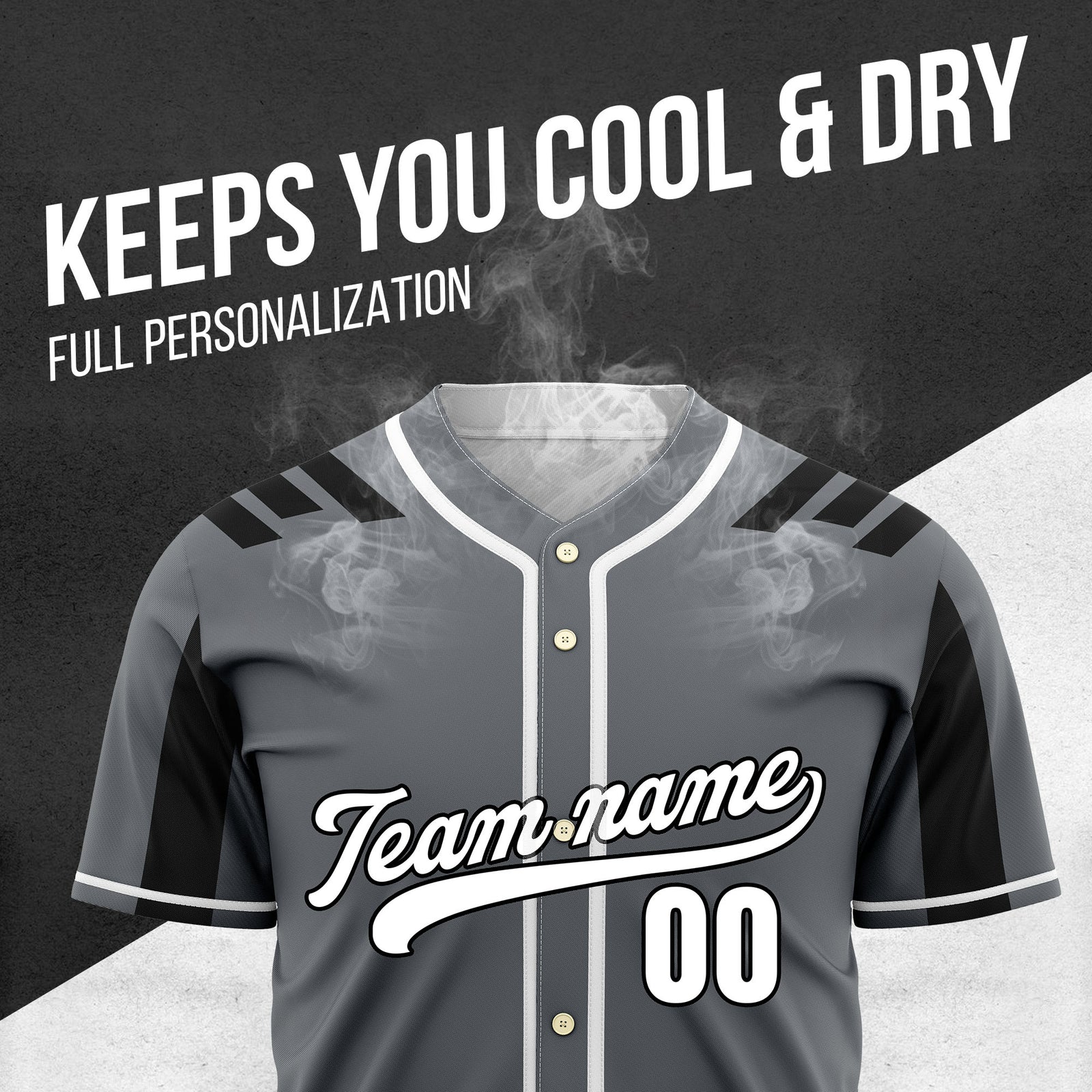 Custom Radiant Strike Dark Grey Raglan Style Baseball Sports Jersey Personalized Uniform with Name & Number