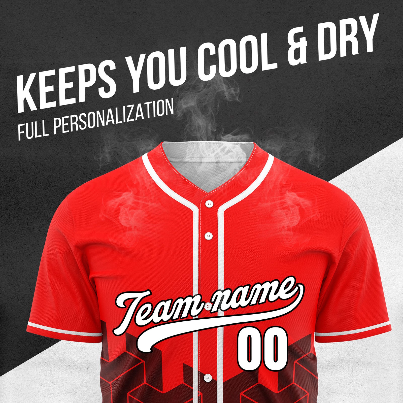 Custom Grid Iron Red Baseball Sports Jersey Personalized Uniform with Name & Number