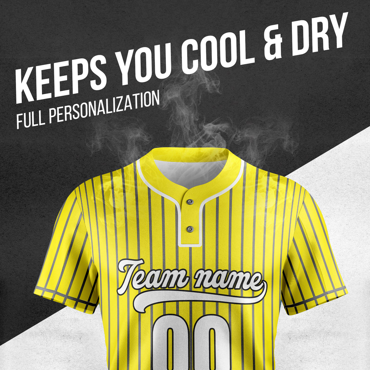 Custom Pinstripe Baseball Yellow Sports Jersey Personalized Uniform with Name & Number
