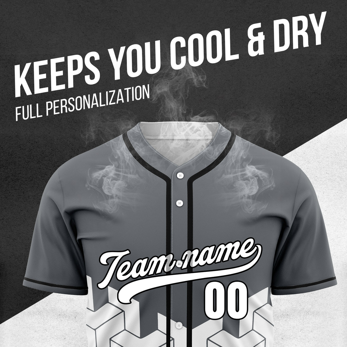 Custom Grid Iron Dark Grey Baseball Sports Jersey Personalized Uniform with Name & Number