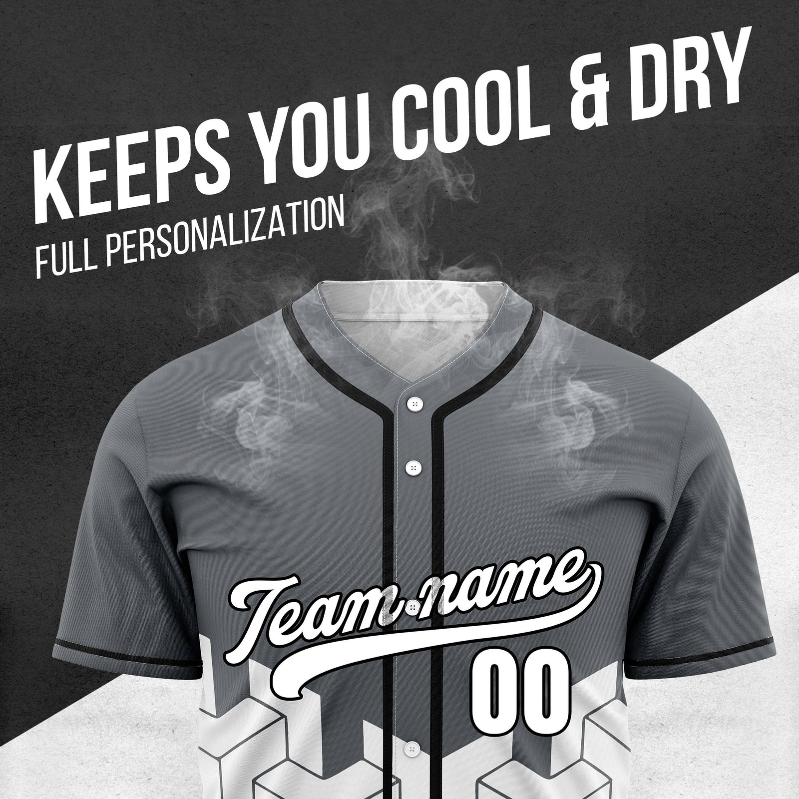 Custom Grid Iron Dark Grey Baseball Sports Jersey Personalized Uniform with Name & Number