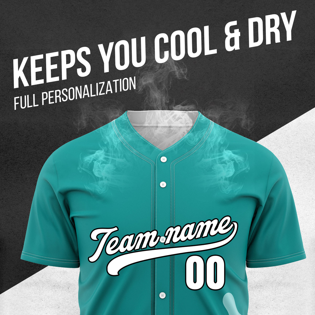 Custom Teal Baseball Wave Sports Jersey Personalized Uniform with Name & Number