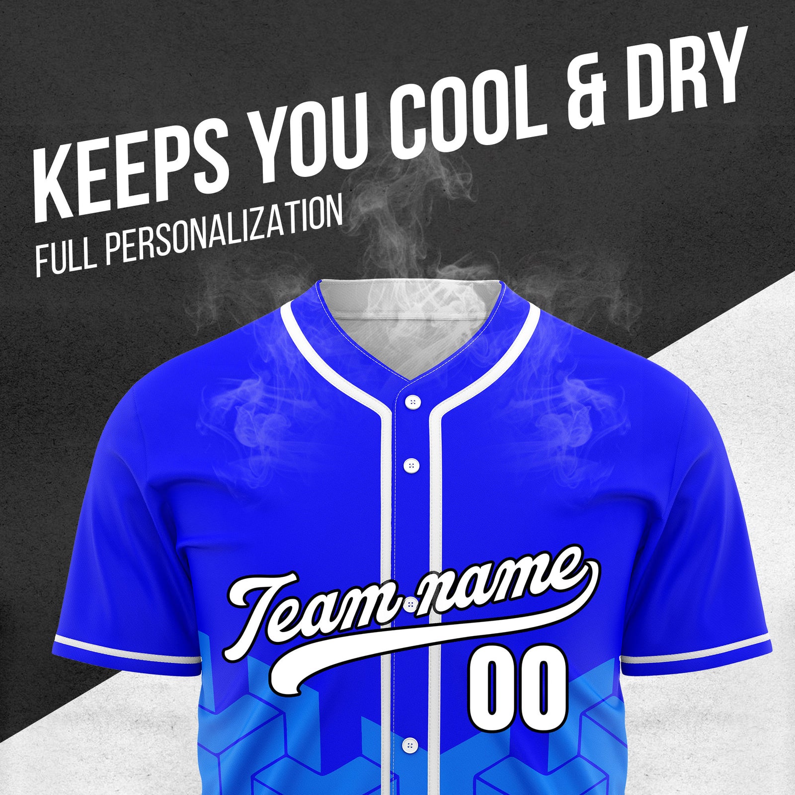 Custom Grid Iron Blue Baseball Sports Jersey Personalized Uniform with Name & Number