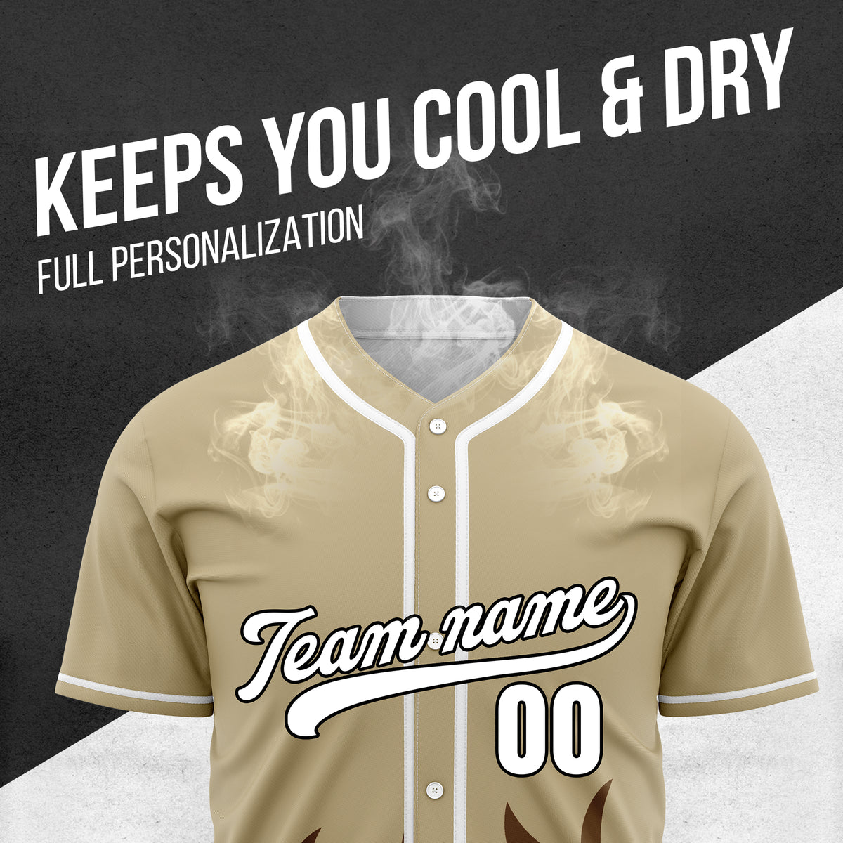 Custom Burnout Khaki Baseball Sports Jersey Personalized Uniform with Name & Number
