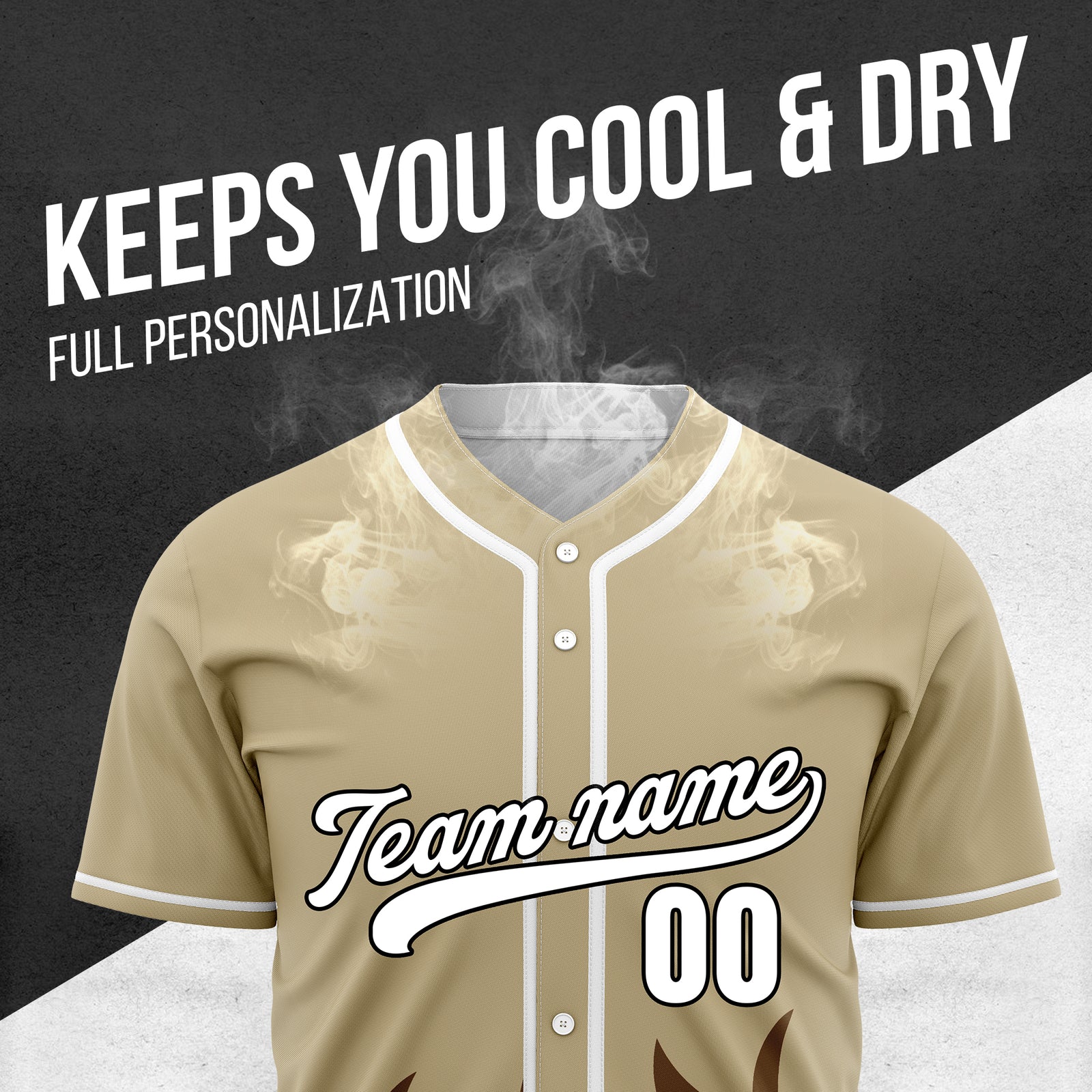 Custom Burnout Khaki Baseball Sports Jersey Personalized Uniform with Name & Number
