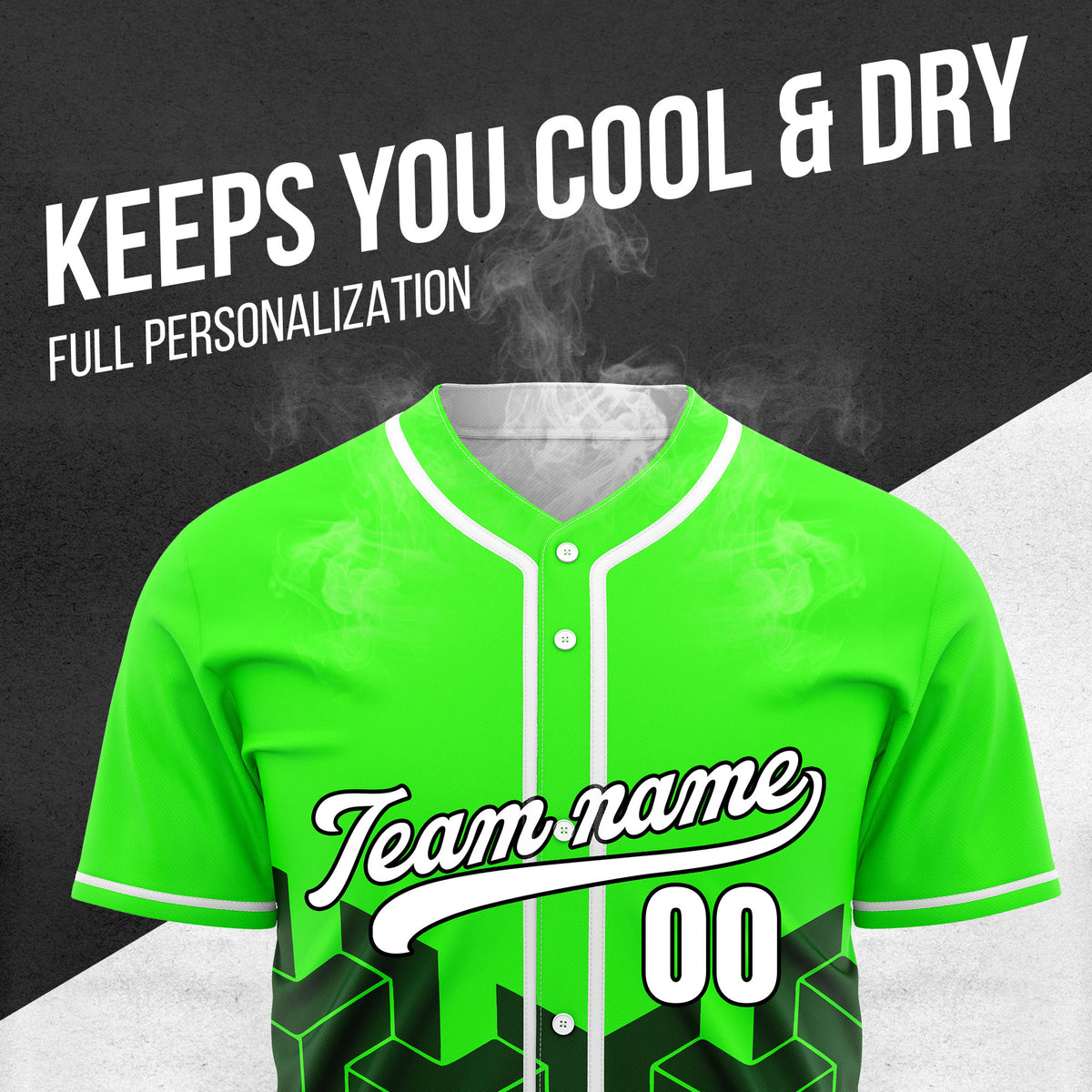 Custom Grid Iron Neon Green Baseball Sports Jersey Personalized Uniform with Name & Number