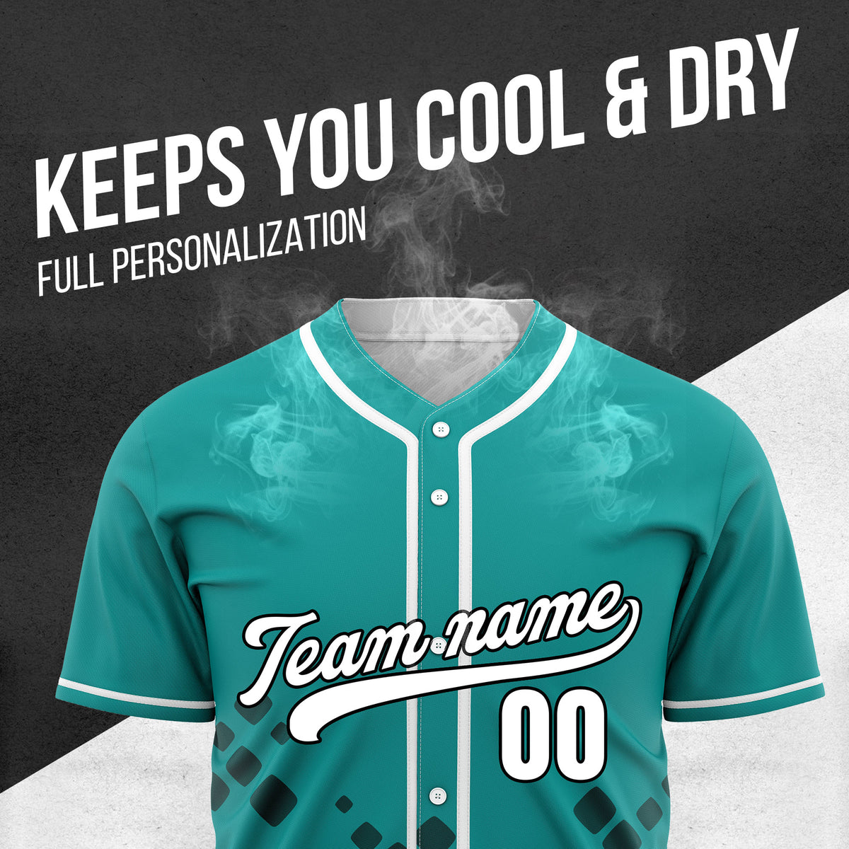 Custom Shadow Spark Teal Baseball Sports Jersey Personalized Uniform with Name & Number