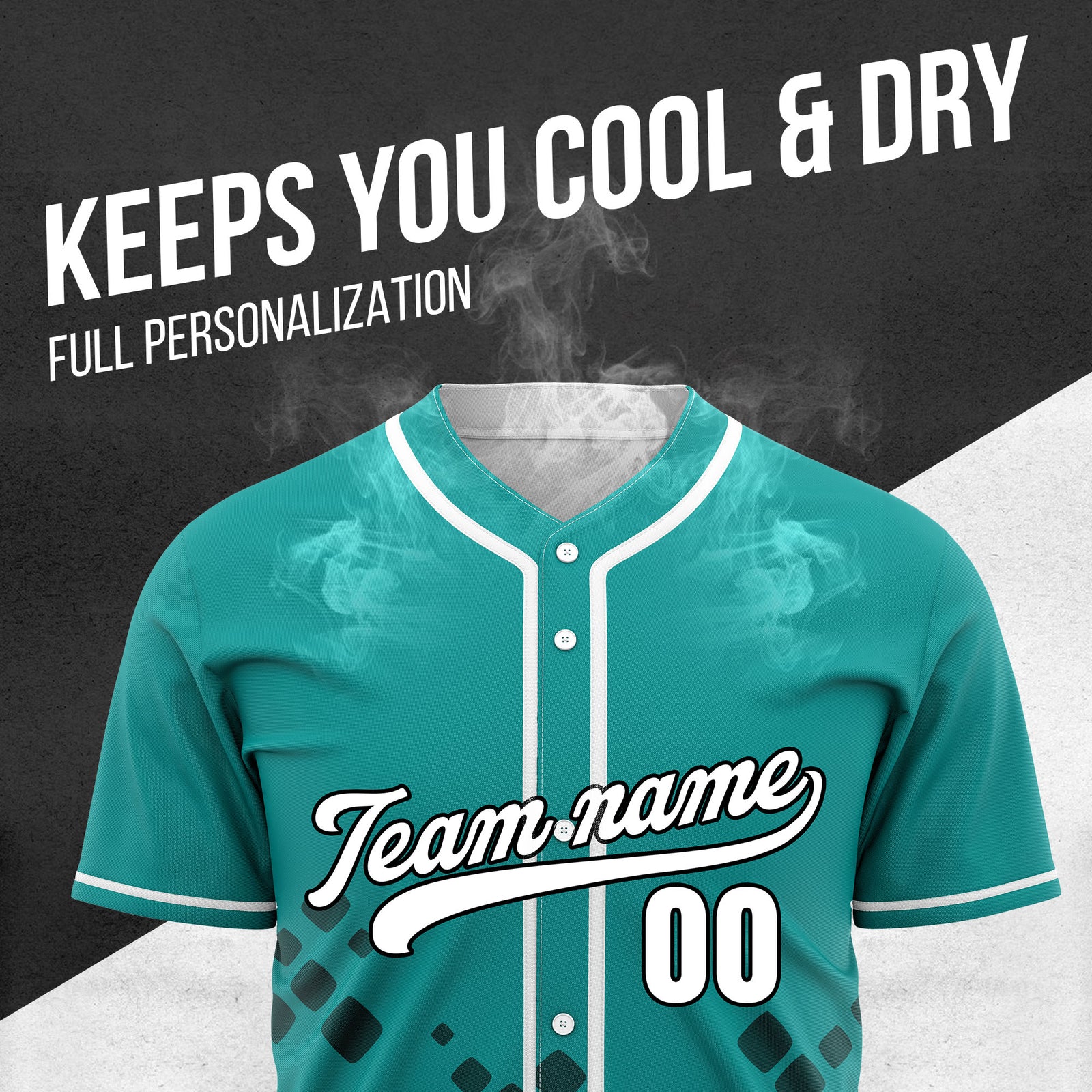 Custom Shadow Spark Teal Baseball Sports Jersey Personalized Uniform with Name & Number