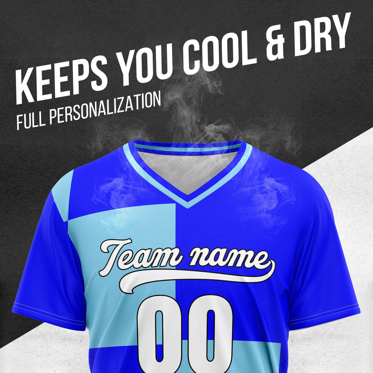 Custom Apex Colorblock Blue Baseball Sports Jersey Personalized Uniform with Name & Number