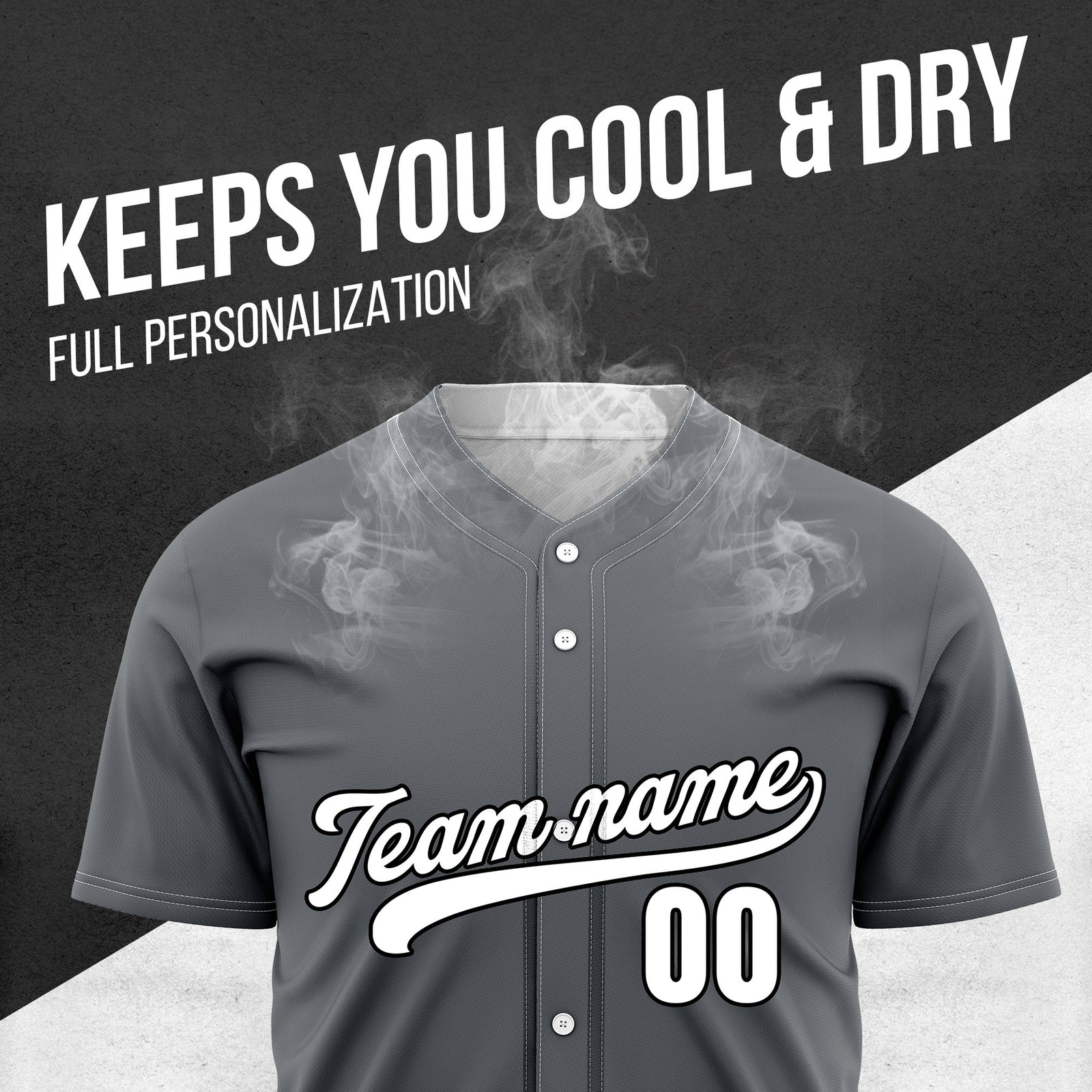 Custom Dark Grey Baseball Wave Sports Jersey Personalized Uniform with Name & Number