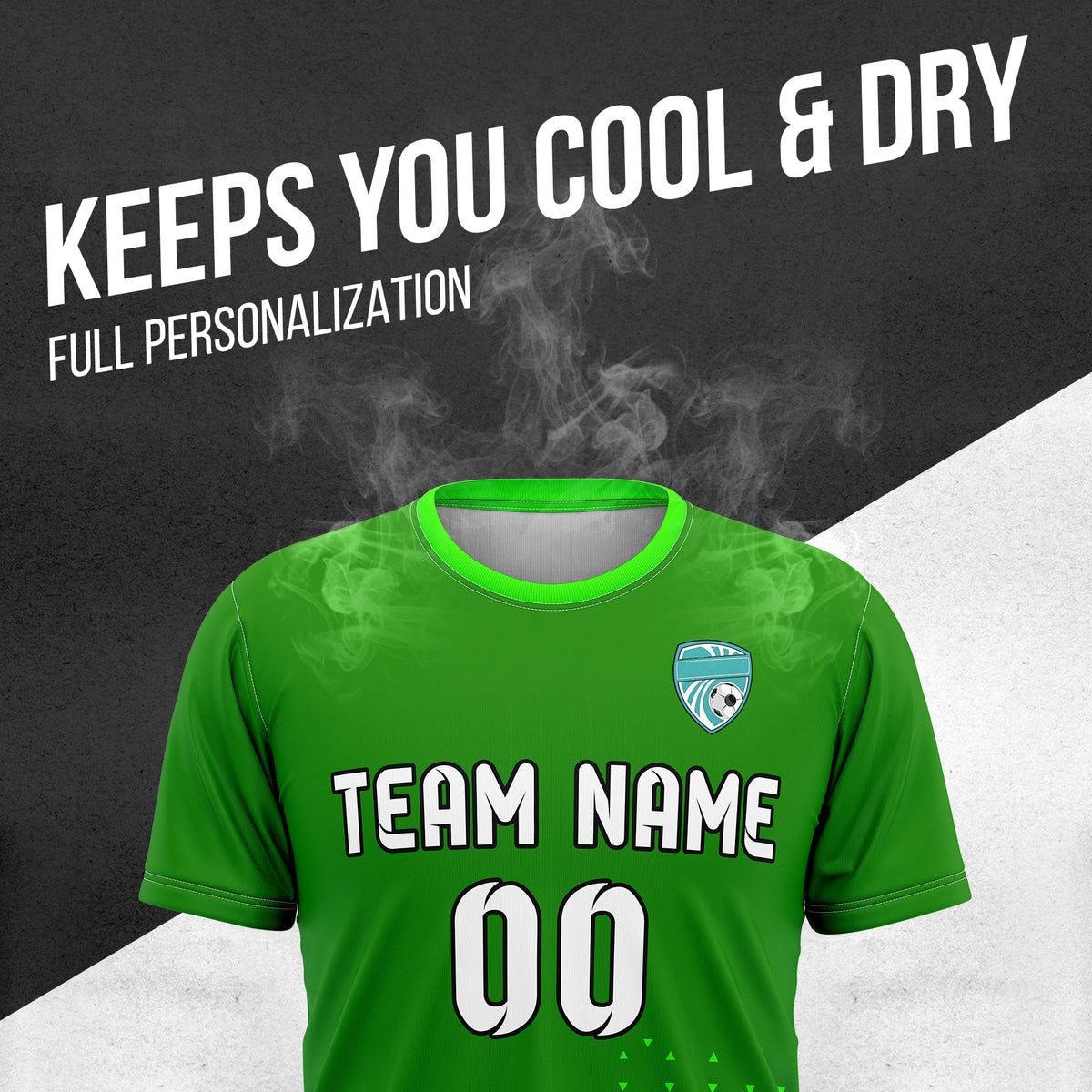 Custom Soccer R Side Pattern Green Tri-Edge Sports Tops Jersey