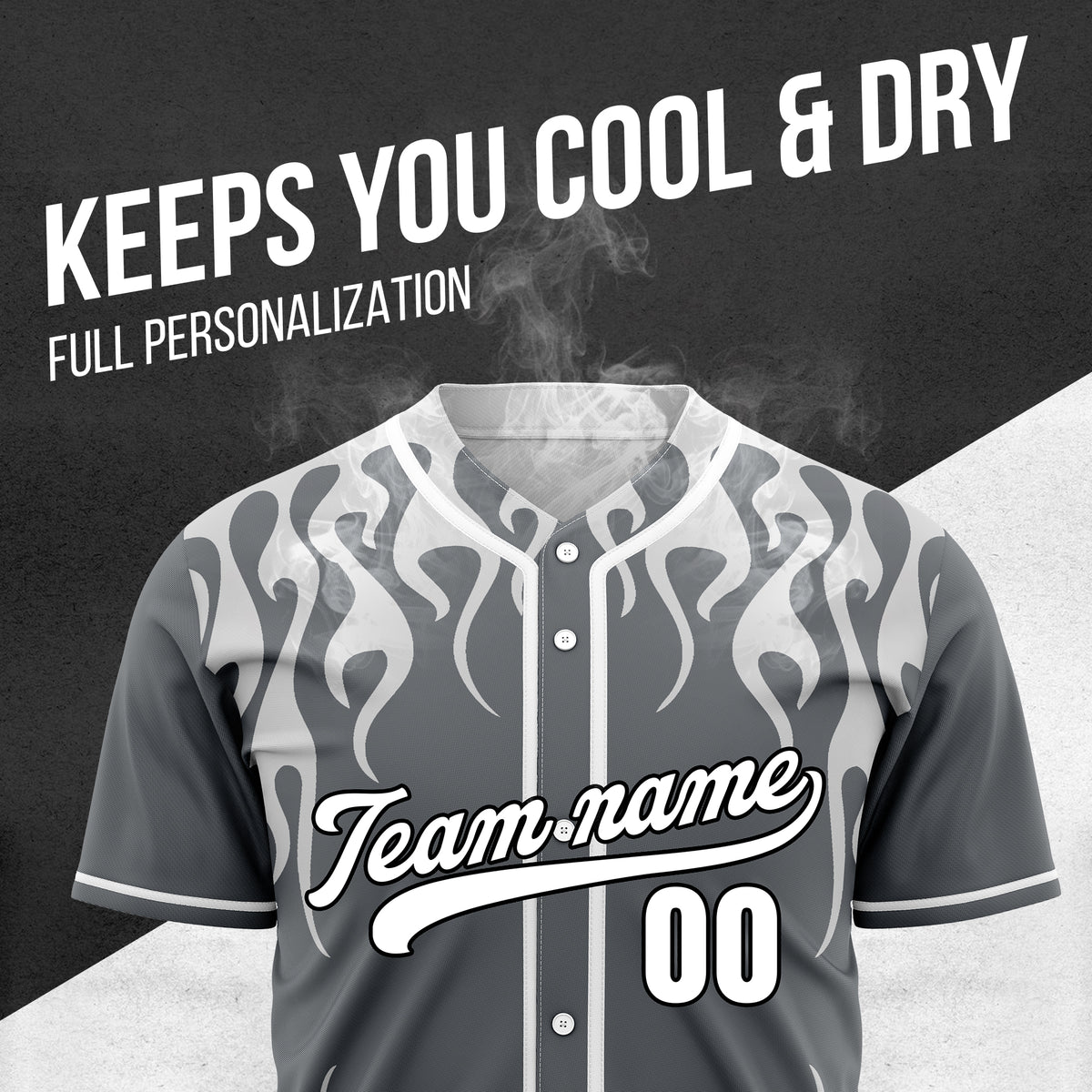 Custom Frostburn Dark Grey Baseball Sports Jersey Personalized Uniform with Name & Number
