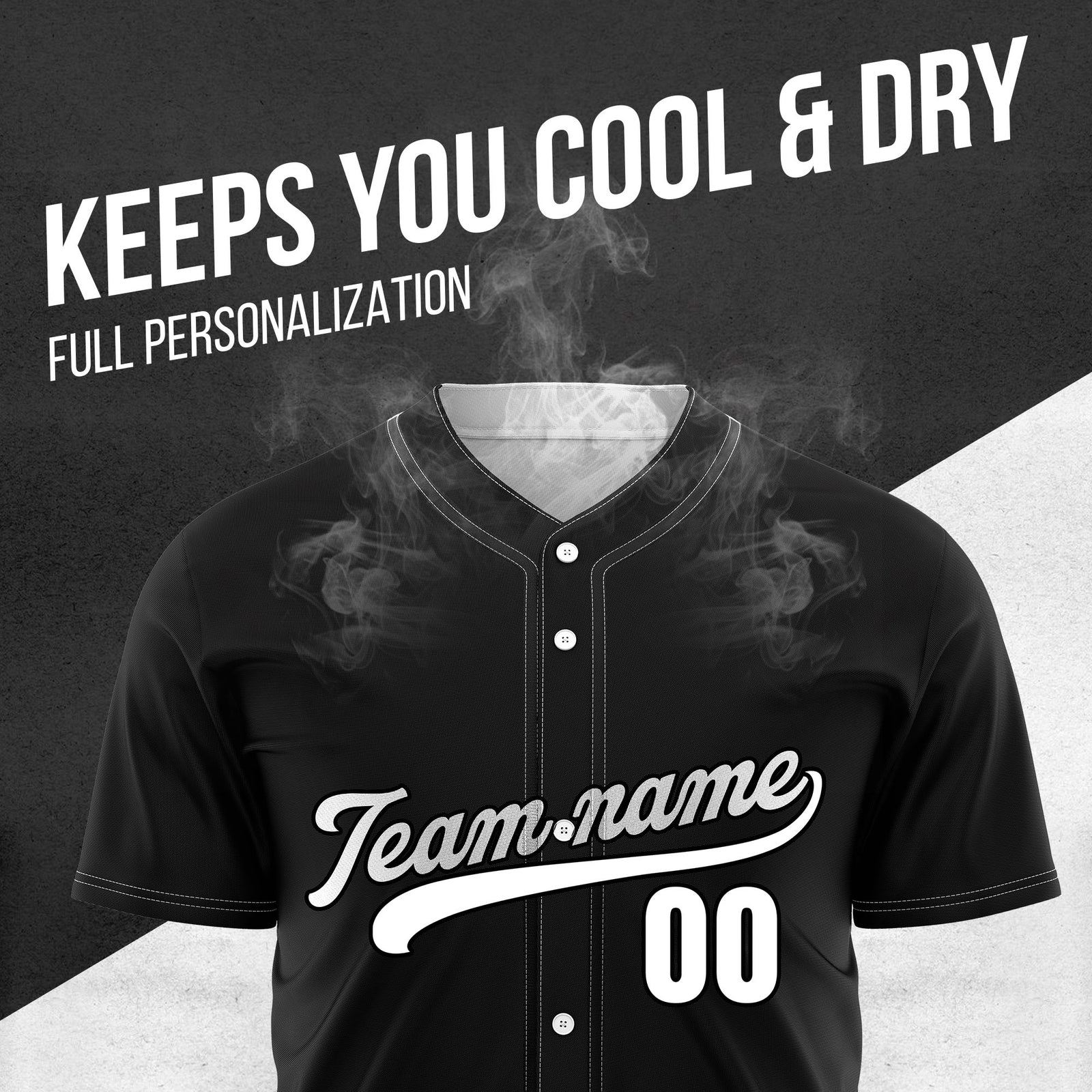 Custom Black Baseball Wave Sports Jersey Personalized Uniform with Name & Number