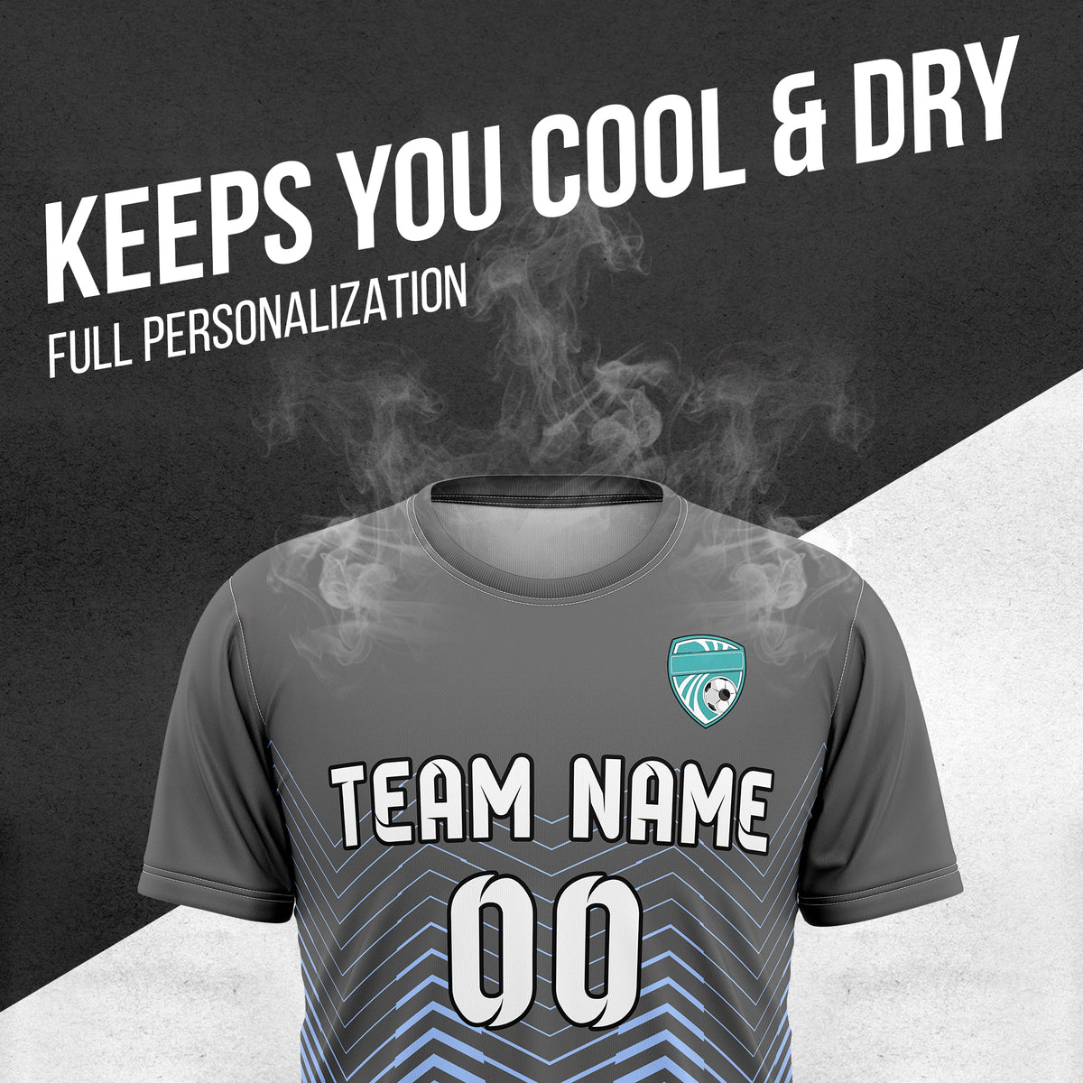 Custom Soccer R Side Pattern Dark Grey Apex Strike Sports Tops Jersey