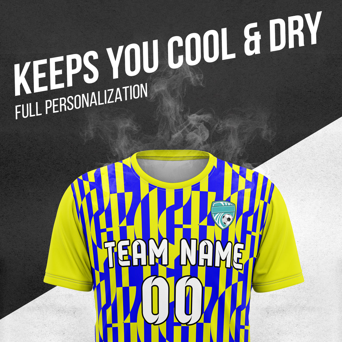 Custom Soccer Round Neck Yellow Cyclone Tops Jersey