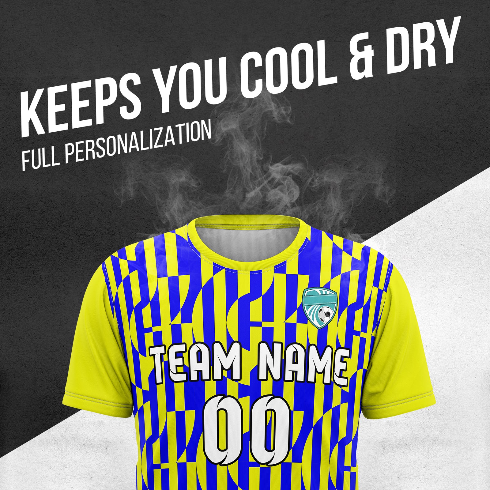 Custom Soccer Round Neck Yellow Cyclone Tops Jersey
