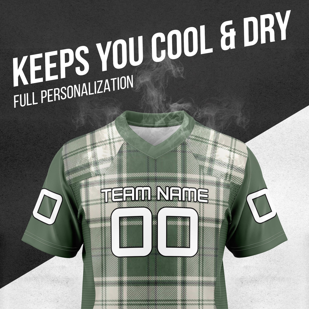 Custom Elite Green Plaid Pattern Mesh Authentic Football Jersey