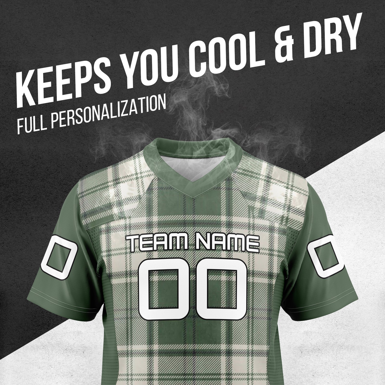 Custom Elite Green Plaid Pattern Mesh Authentic Football Jersey
