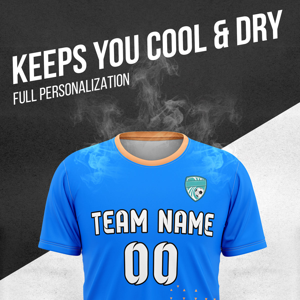 Custom Soccer R Side Pattern Blue Tri-Edge Sports Tops Jersey