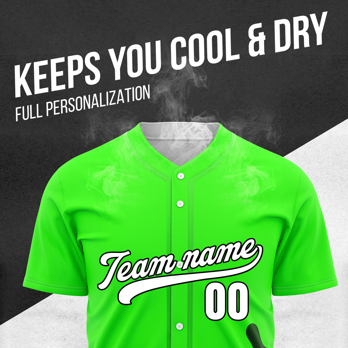 Custom Neon Green Baseball Wave Sports Jersey Personalized Uniform with Name & Number